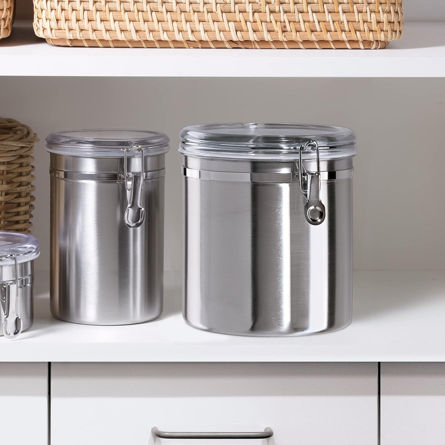 Jumbo Stainless Steel Clear Kitchen Canister with Airtight Lid