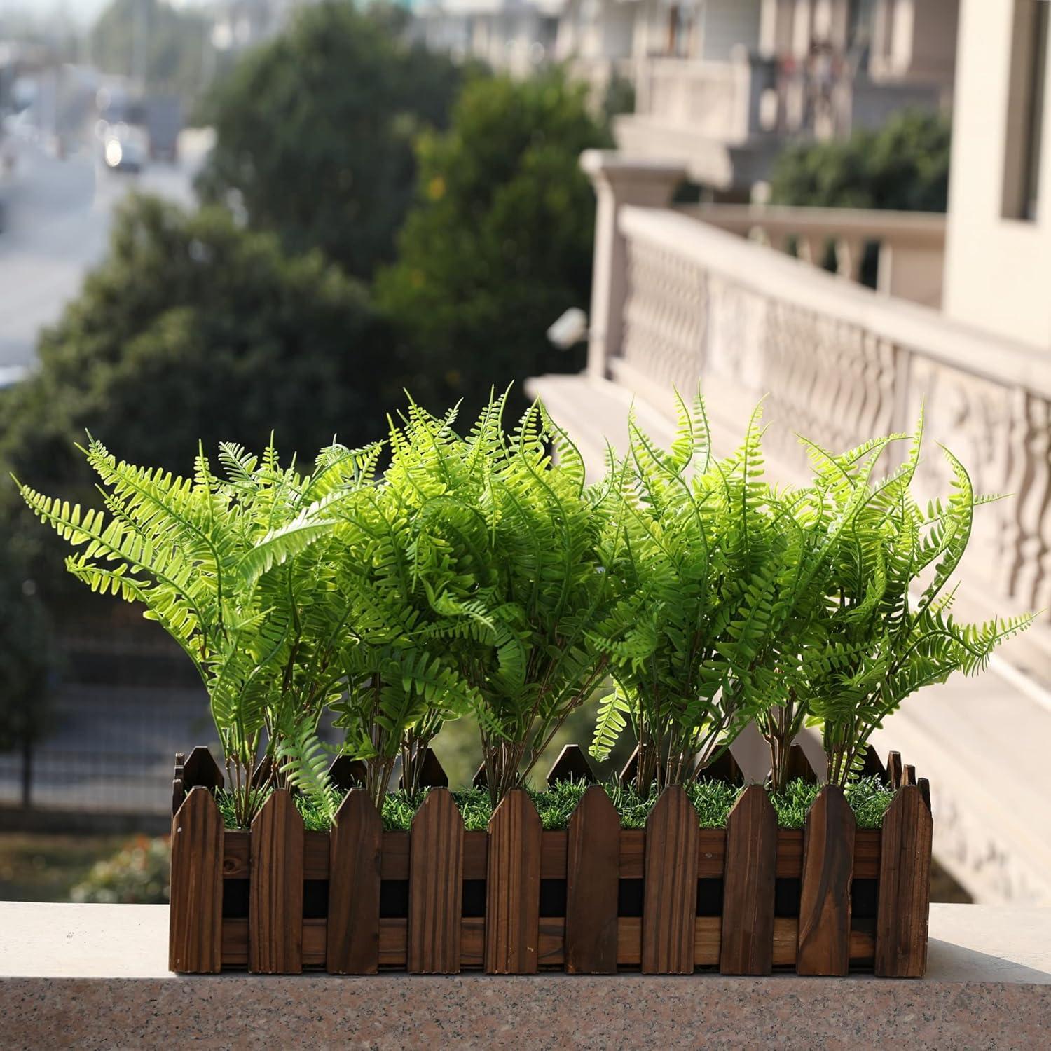 Boston Ferns Artificial Greenery Faux Plants Real-Touch Bush Plastic Leaves Shrubs - 10pcs Bulk (Light Green)