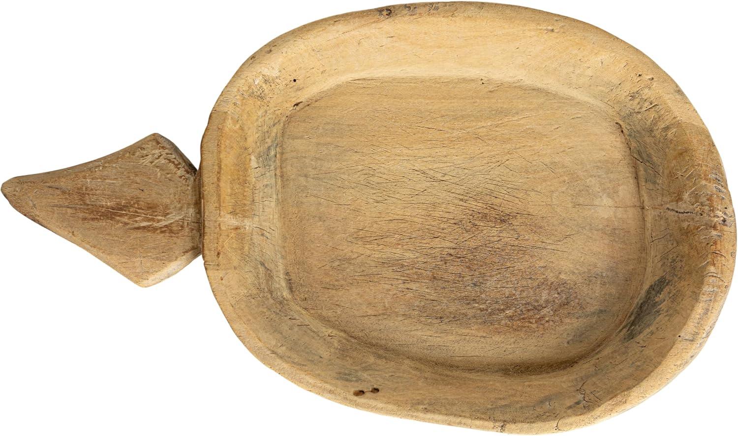 Handcrafted Natural Reclaimed Wood Bowl with Handles