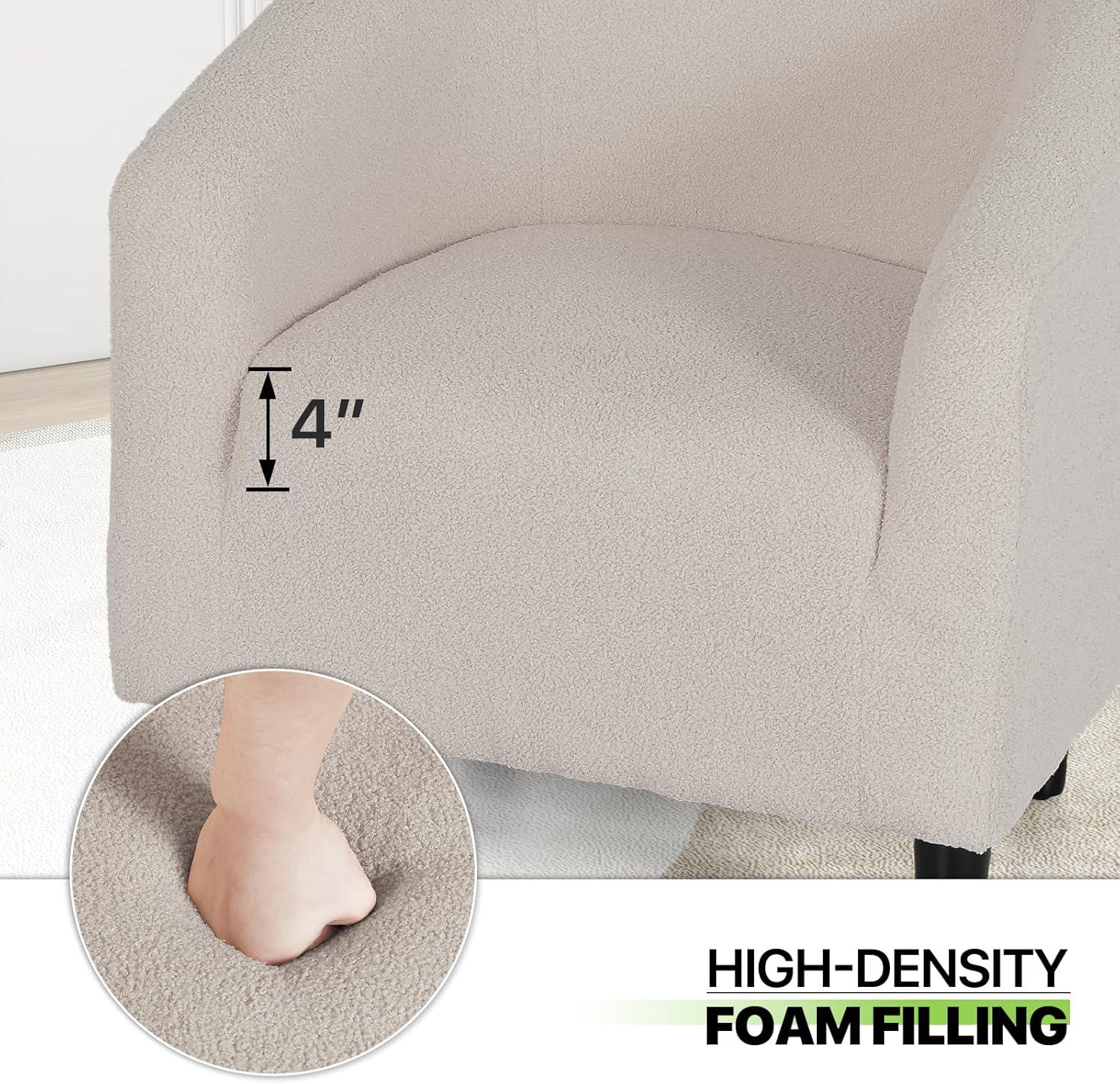 Latitude Run® Hasting Upholstered Barrel Shaped Accent Chair Stylish Home Office Sofa Chair with comfy Seat and Backrest Perfect for Living Room Bedroom