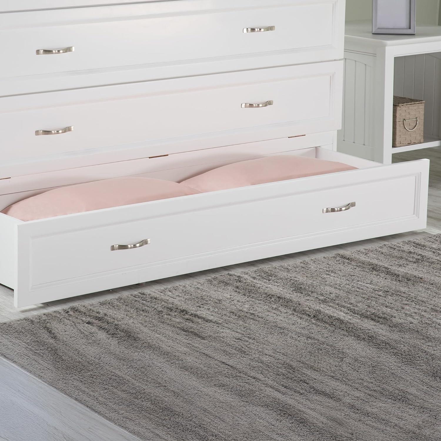 Queen Deerfield Murphy Bed Chest with Charging Station White - AFI: Space-Saving, Fold-Out Mattress, Elegant Design