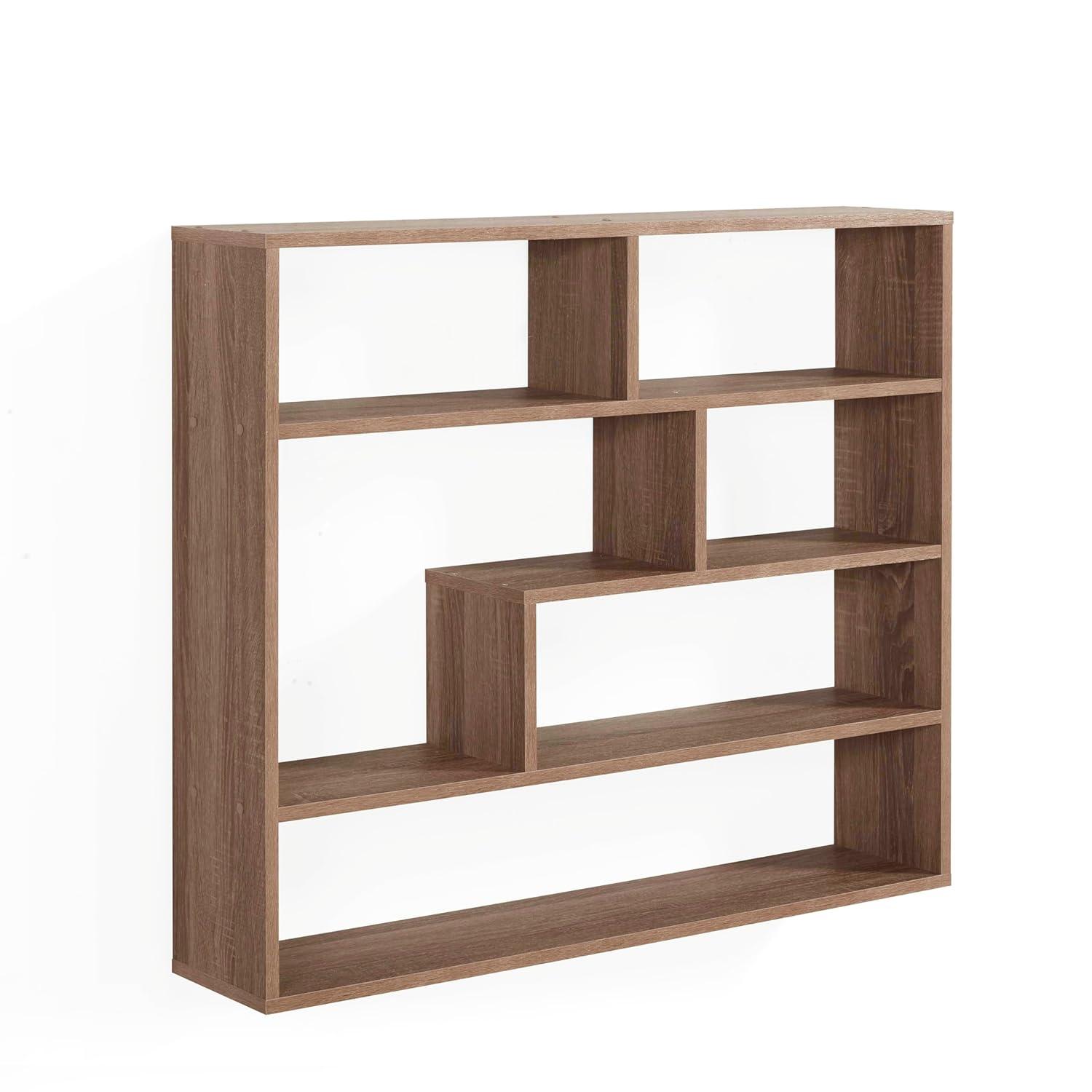 Danya B. 37" x 31.5" Rectangular Shelf Unit Brown: Laminated MDF Storage, 8 Compartments, Includes Mounting Hardware