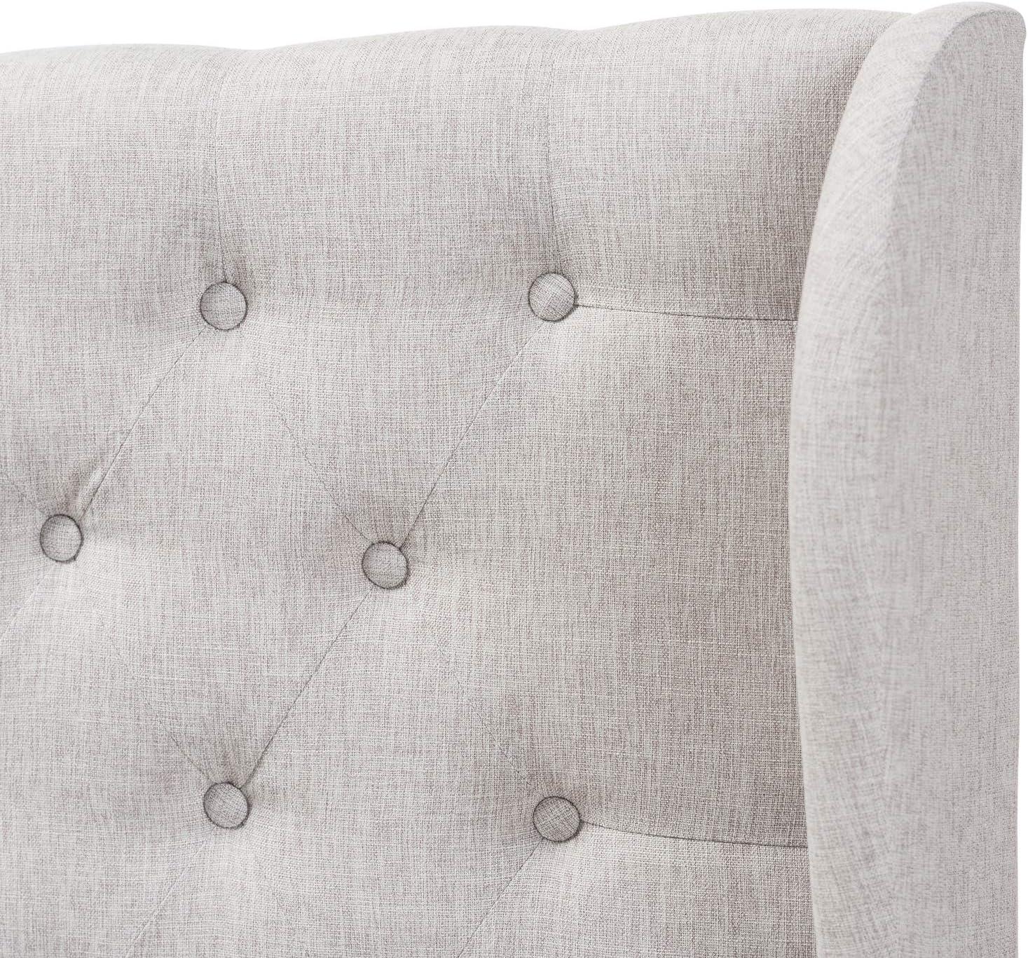 King Cadence Modern and Contemporary Fabric Button Tufted Winged Headboard Gray - Baxton Studio