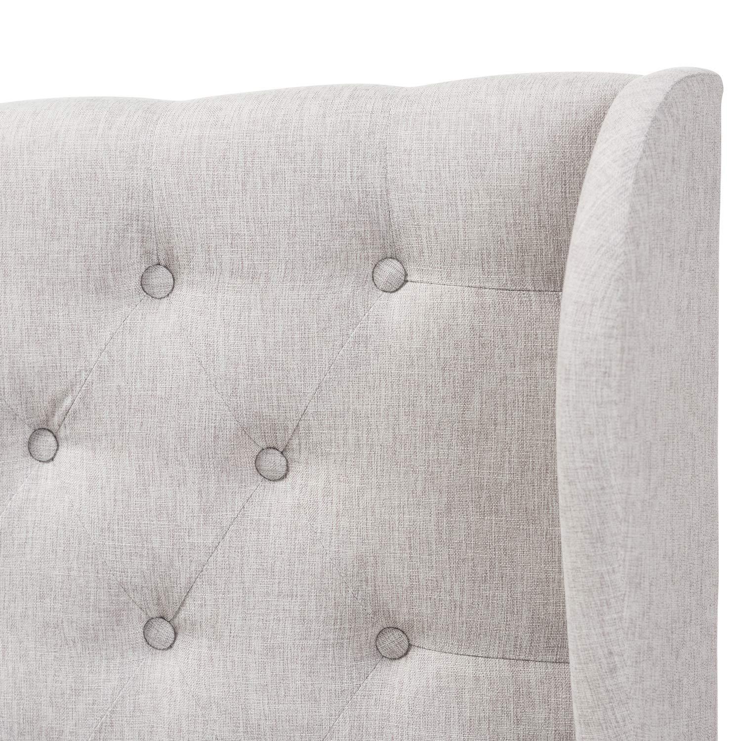 King Cadence Modern and Contemporary Fabric Button Tufted Winged Headboard Gray - Baxton Studio