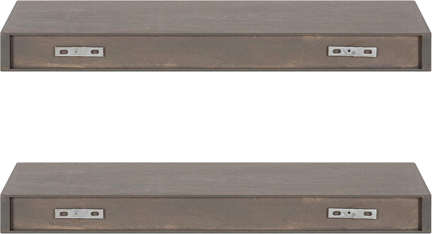 2pc 24" Havlock Wood Shelf Set Black - Kate & Laurel All Things Decor: Solid Wood, Easy Wall Mount