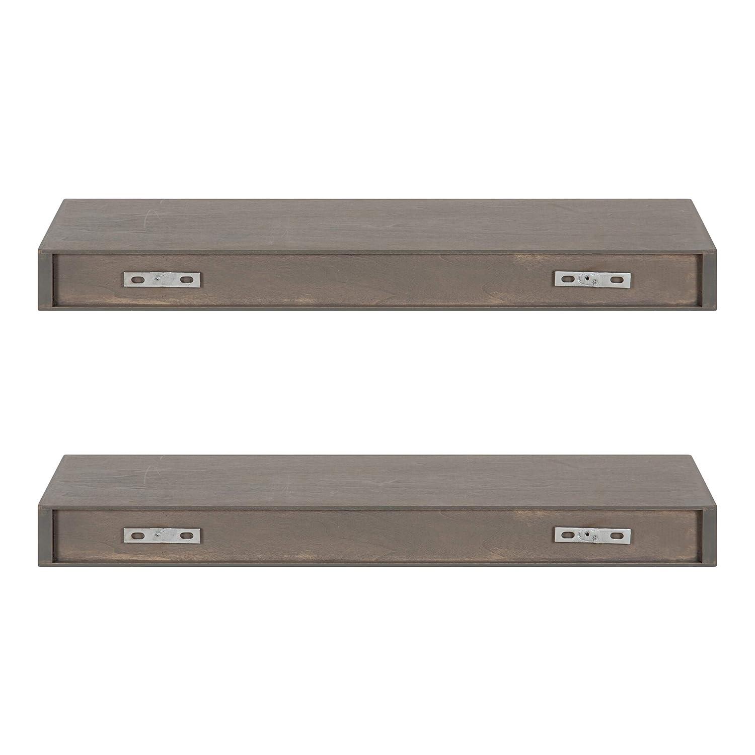 2pc 24" Havlock Wood Shelf Set Black - Kate & Laurel All Things Decor: Solid Wood, Easy Wall Mount