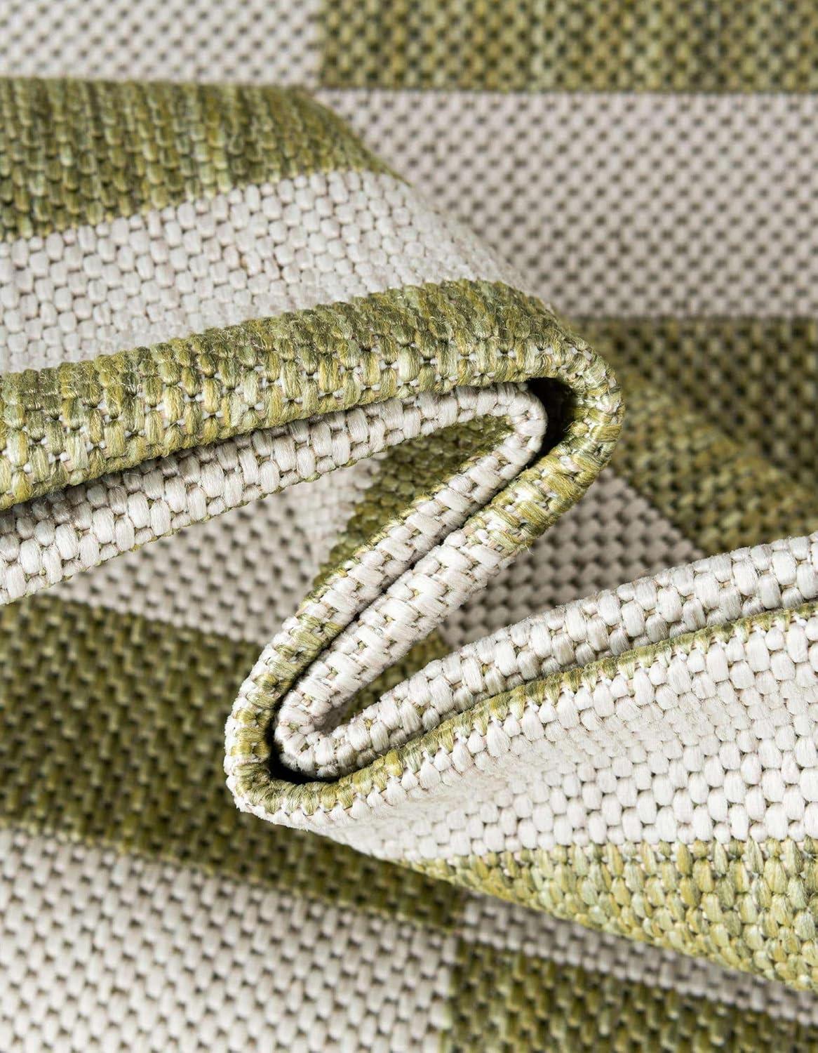 Unique Loom 8' 0 x 11' 4 Rectangle Indoor/Outdoor Striped Green Area Rug