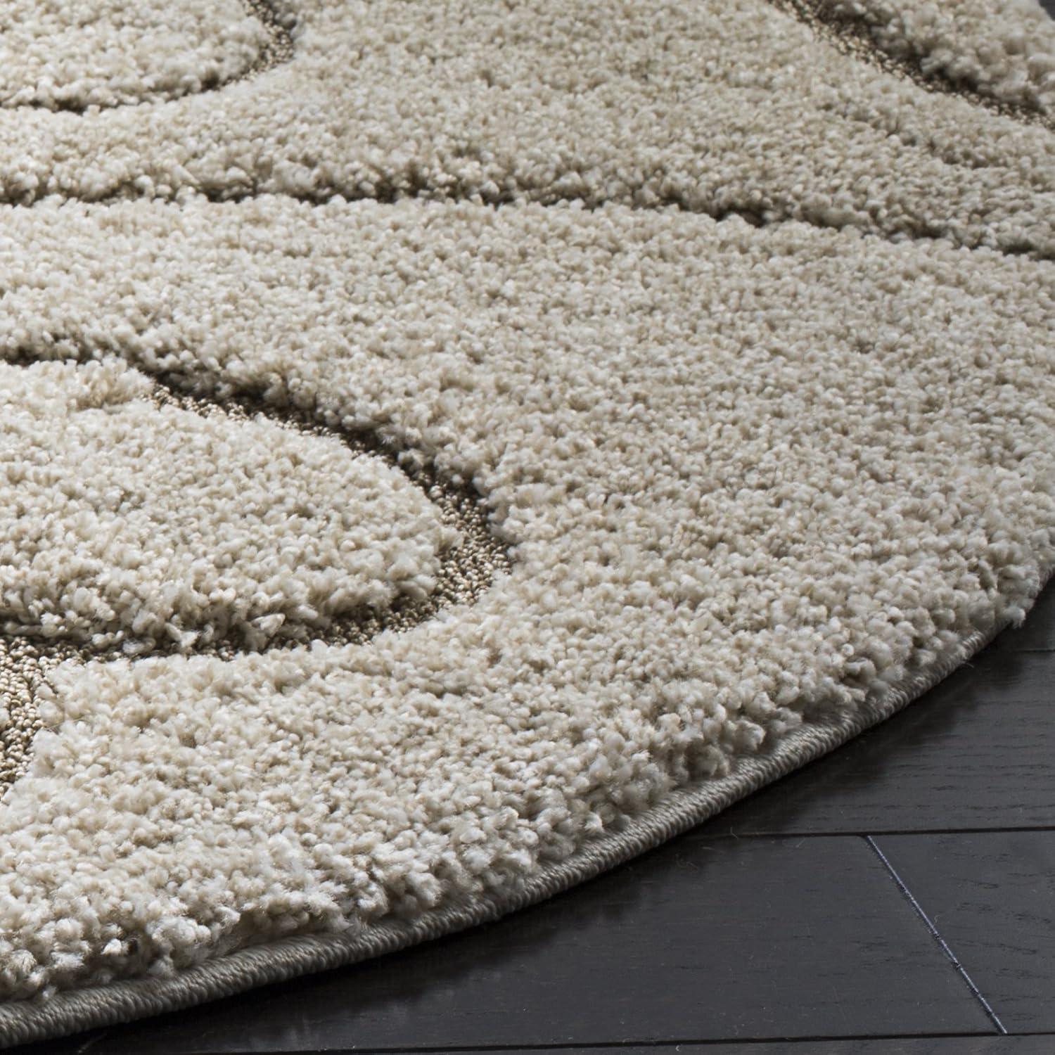 Florida Shag SG455 Power Loomed Indoor Area Rug - Cream/Beige - 6'7" round - Safavieh.