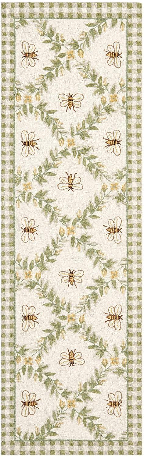 Chelsea HK55 Hand Hooked Runner Rug - Ivory/Green - 2'6"x10' - Safavieh