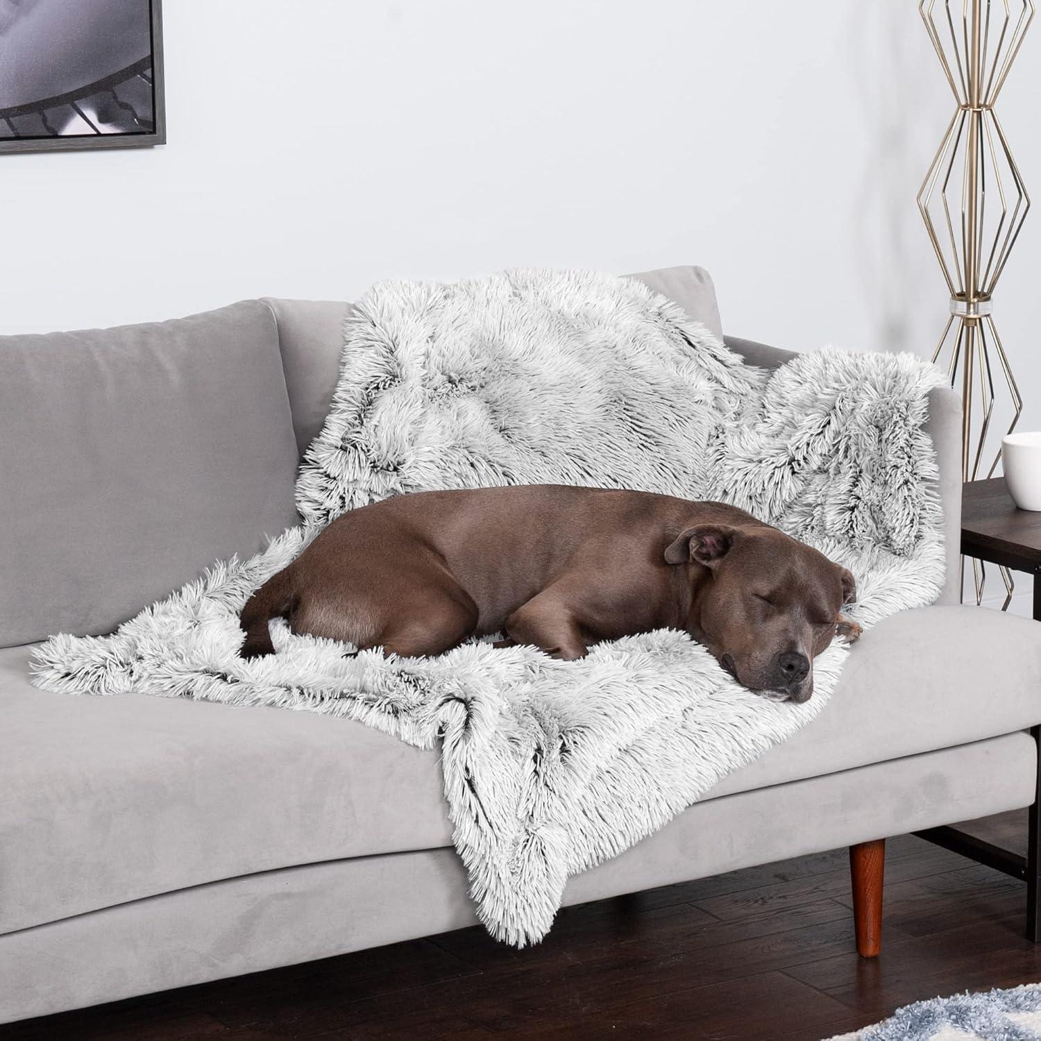 FurHaven Long Fur & Velvet Waterproof Blanket - Mist Gray, Large