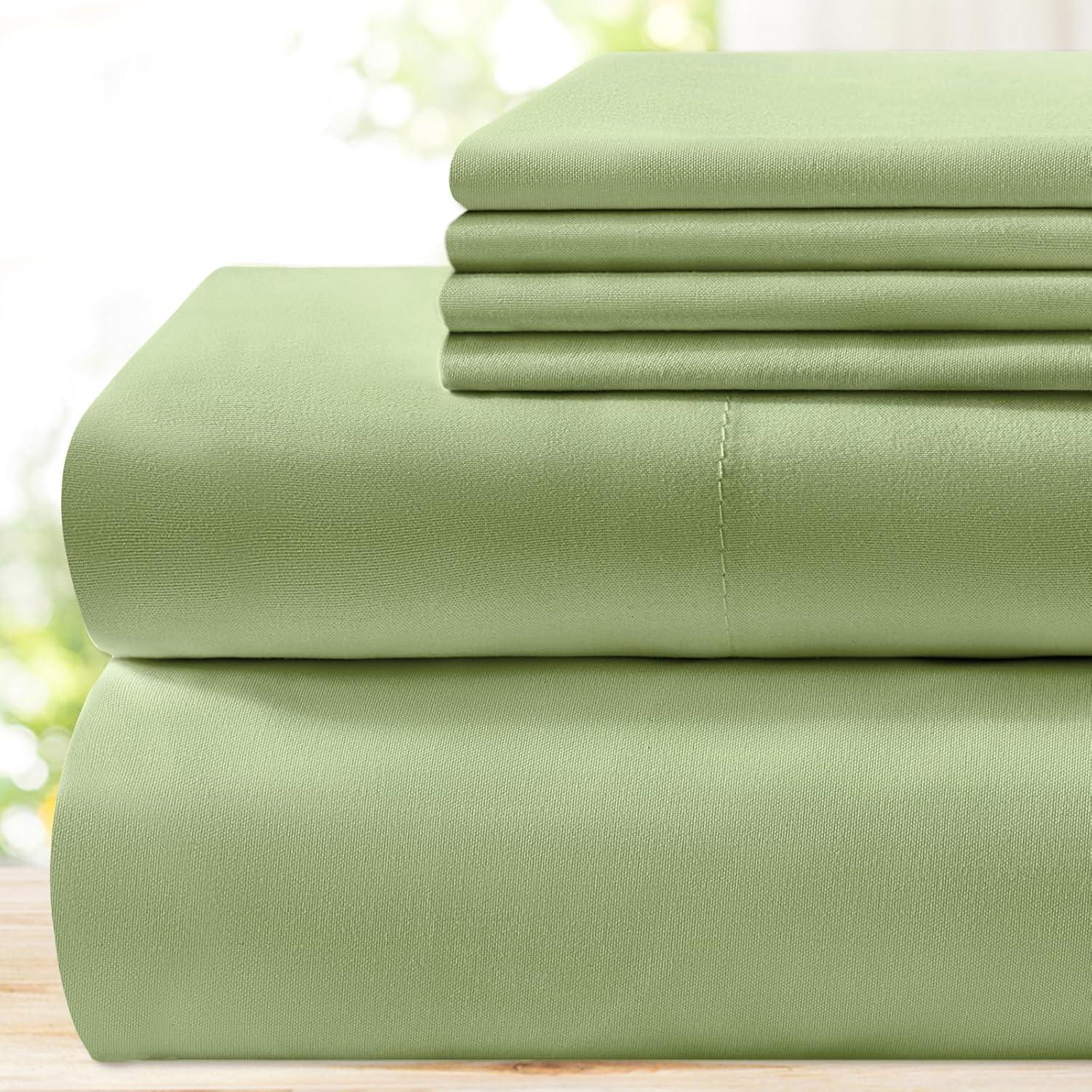 Sage Green Full Microfiber 6-Piece Bed Sheet Set