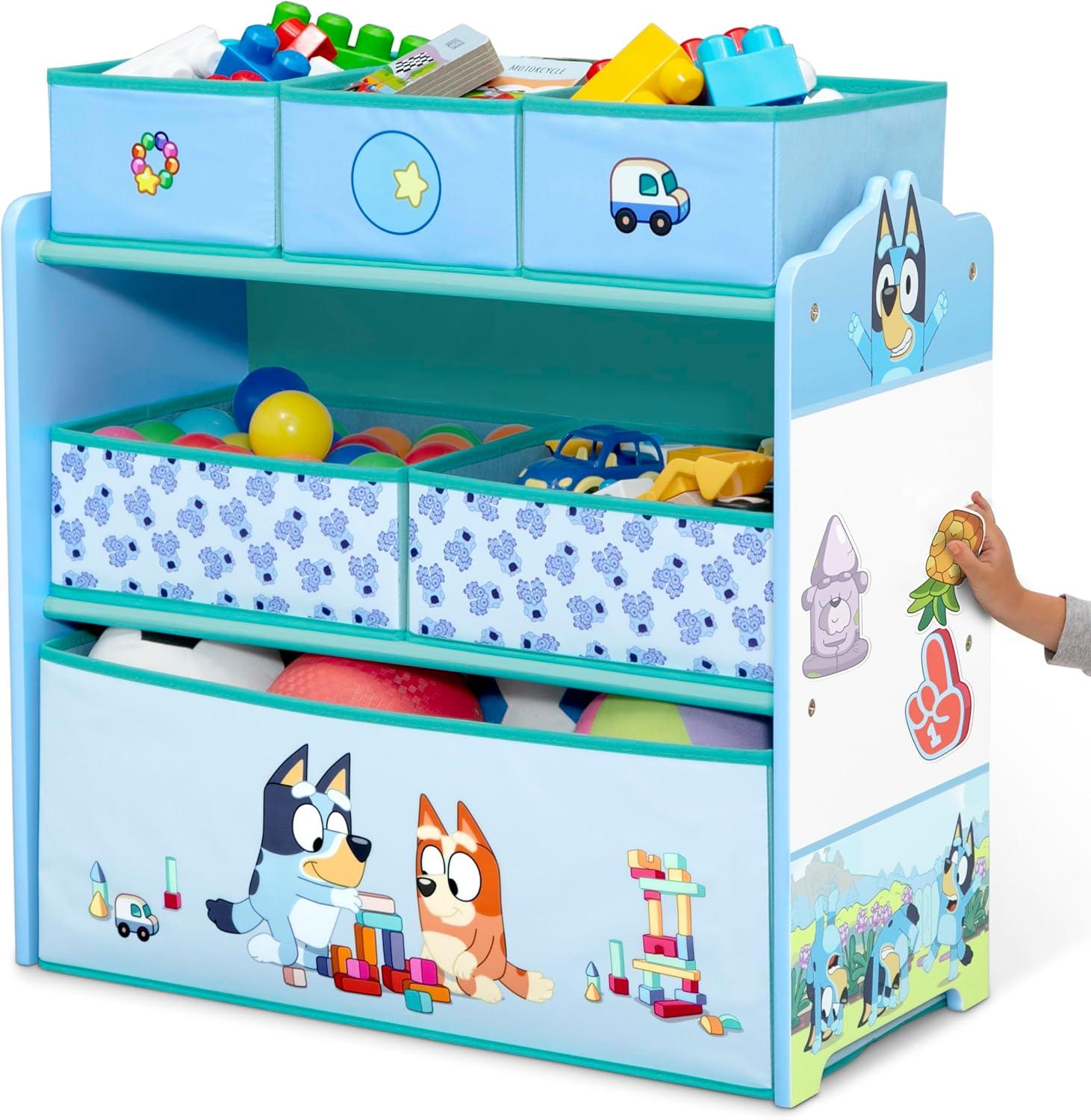 Delta Children Bluey 6 Bin Design and Store Toy Storage Organizer - Greenguard Gold Certified - Blue