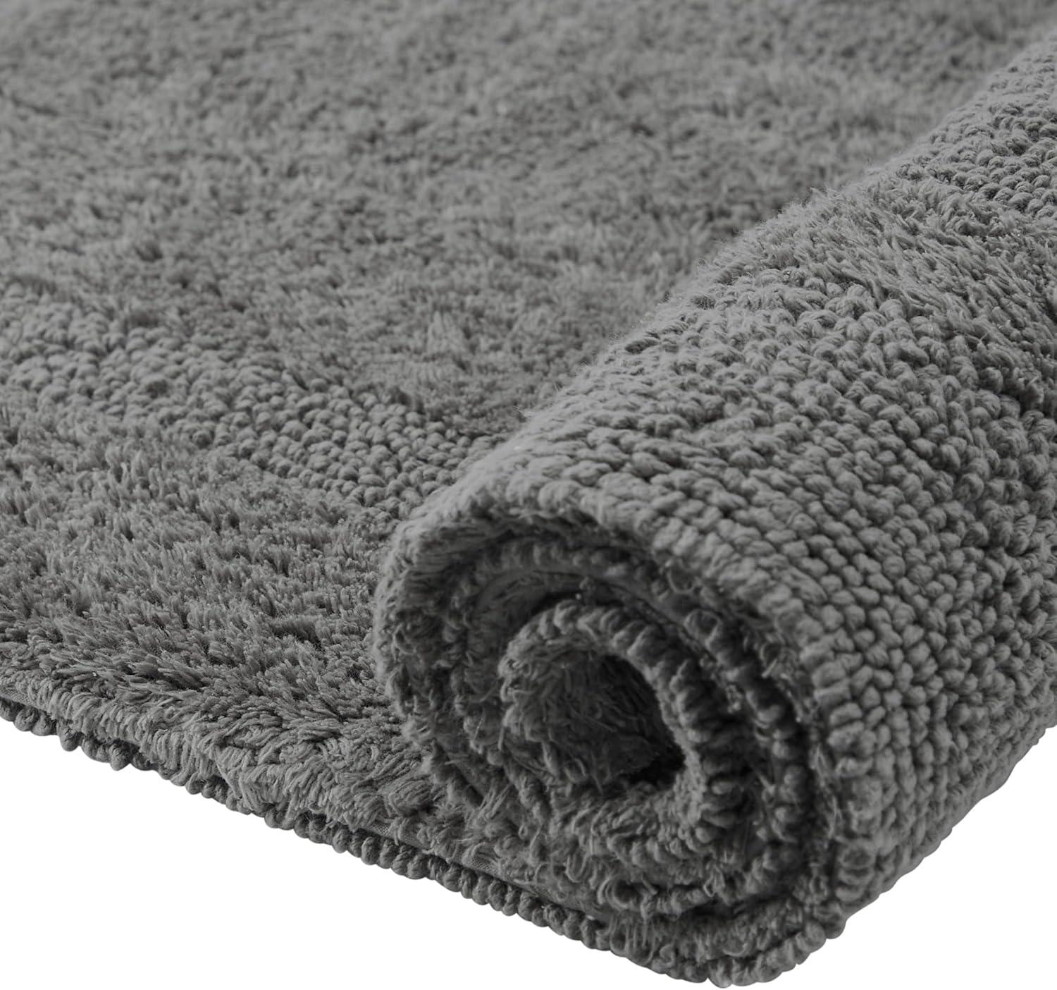 Better Trends Lux 100% Cotton Tufted Solid Reversible Bath Rug 20" x 20" Contour - Gray
