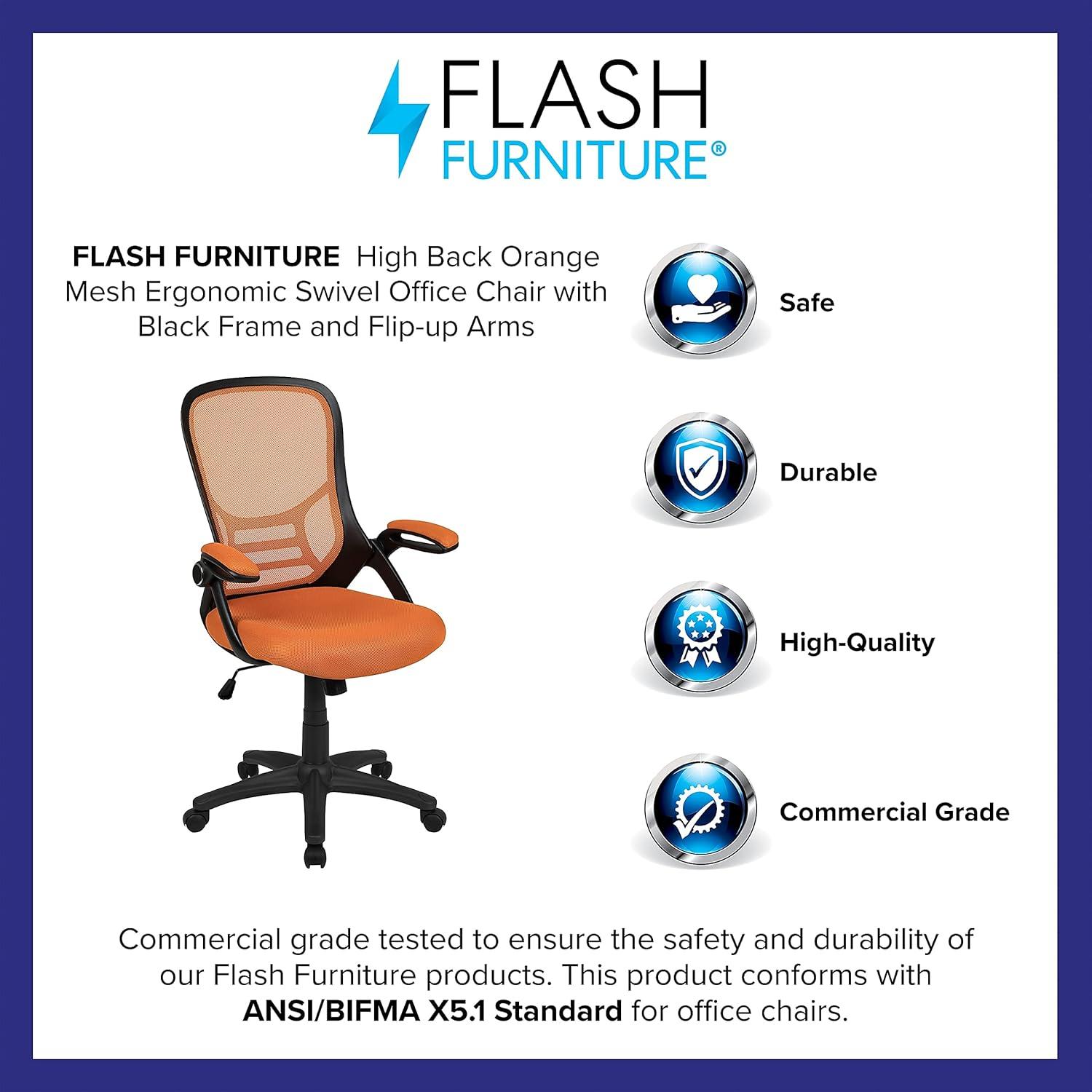 Flash Furniture Cappello High-Back Mesh Swivel Ergonomic Office Chair with Flip-Up Arms