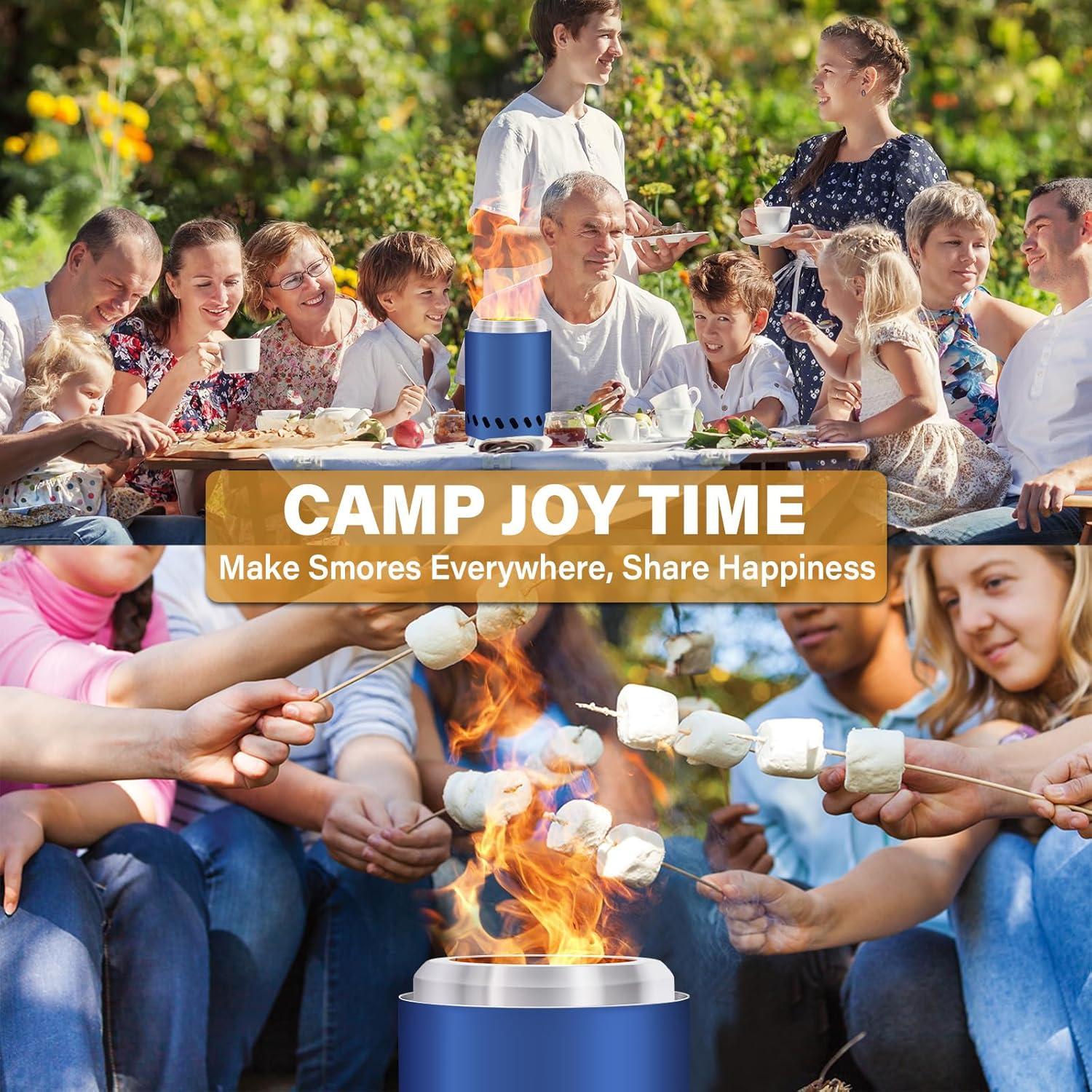 5.5inch Mini Fire Pit for Table, Small Tabletop Fire Pit , Outdoor Fire Pit Tabletop with Carry Bag,Stainless Steel, Blue