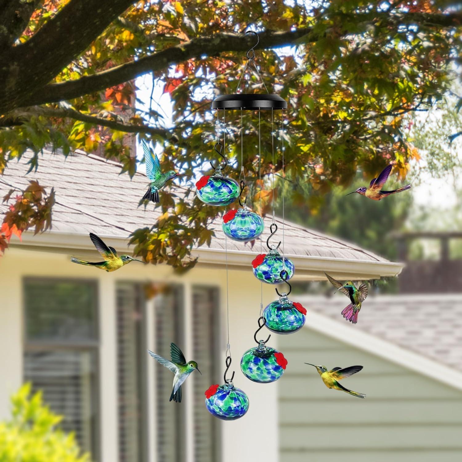 2025 New Charming Wind Chimes Hummingbird feeders,Window Bird feeders for Viewing,Bird feeders for Outdoors Hanging ant and bee Proof
