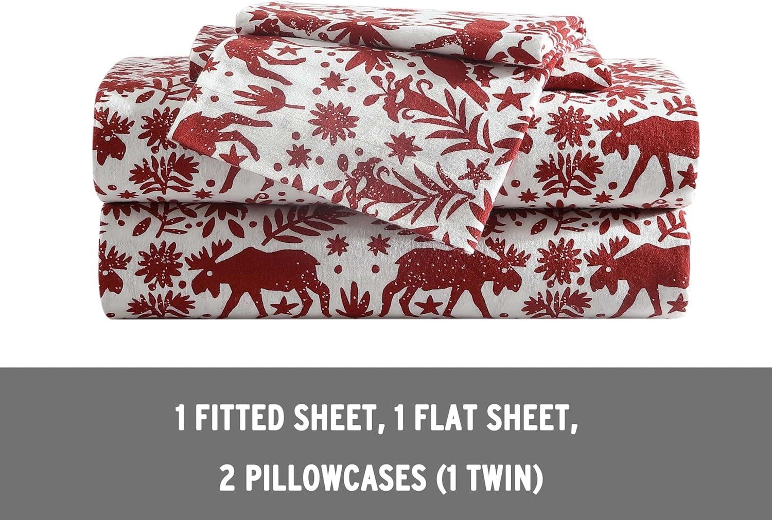 Eddie Bauer Arcadia Red Twin Sheet Set