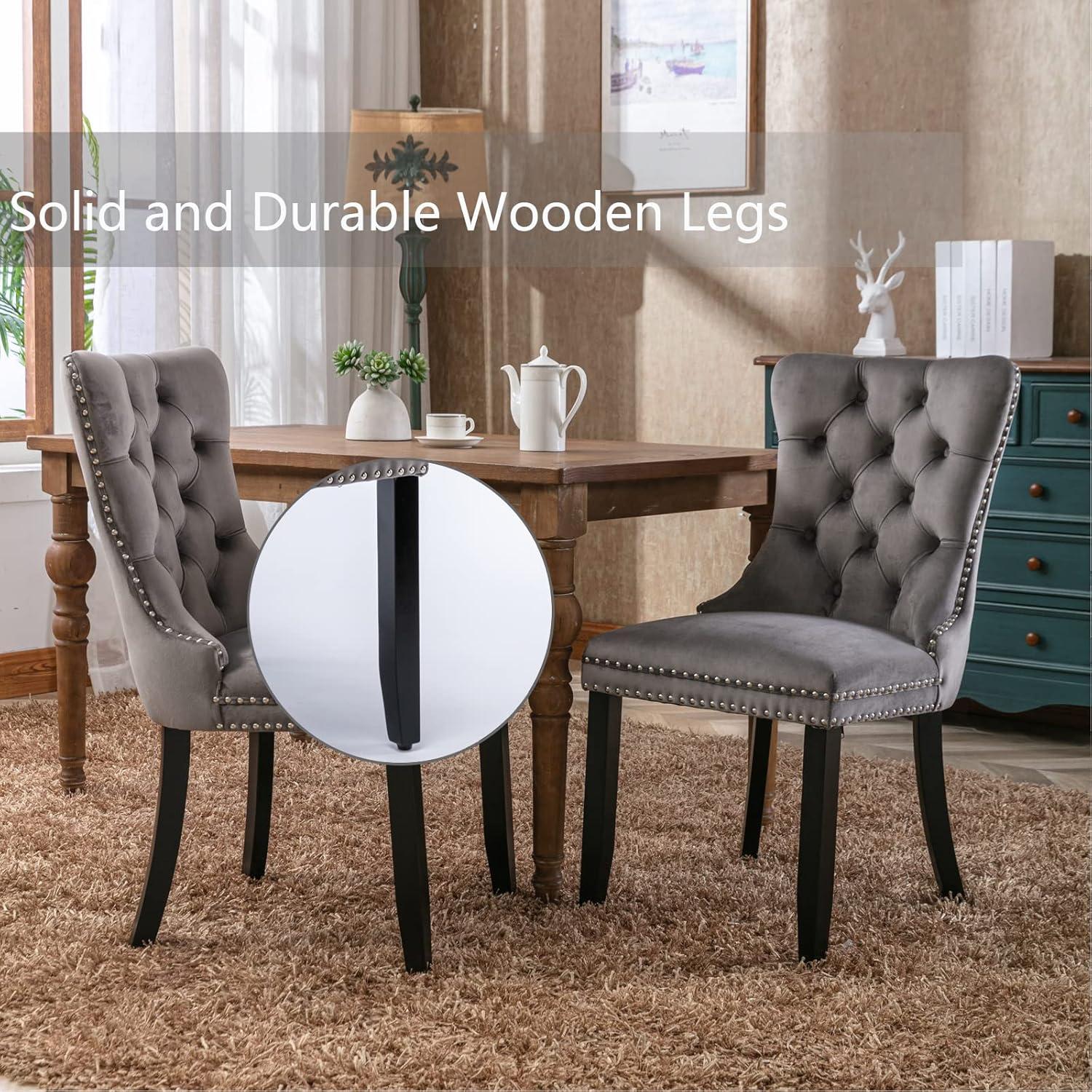 Rosdorf Park High-end Tufted Velvet Upholstered Nailhead Dining Chair