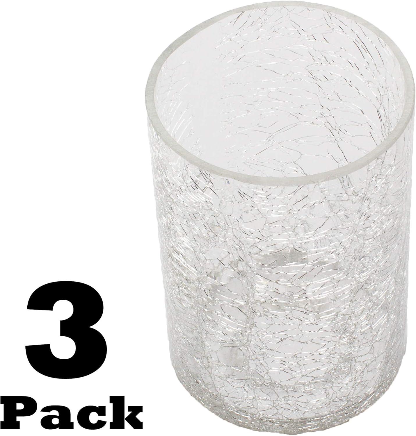 Crack Finish Glass Lamp Shade, 3 Pack LEDupdates Clear Crackle Finish Cylinder for Light Fixture Shade Replacement…