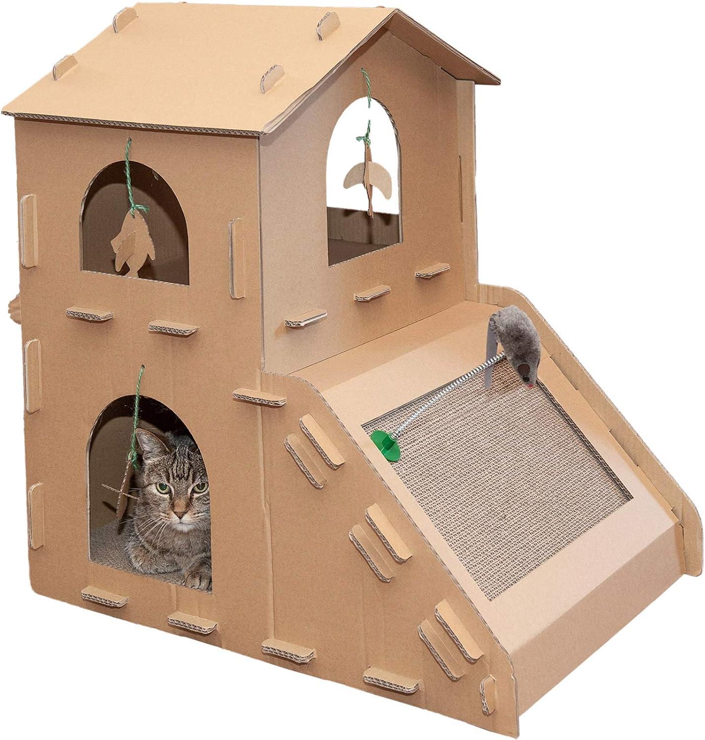 FurHaven Tiger Tough Townhouse Playground Scratcher House
