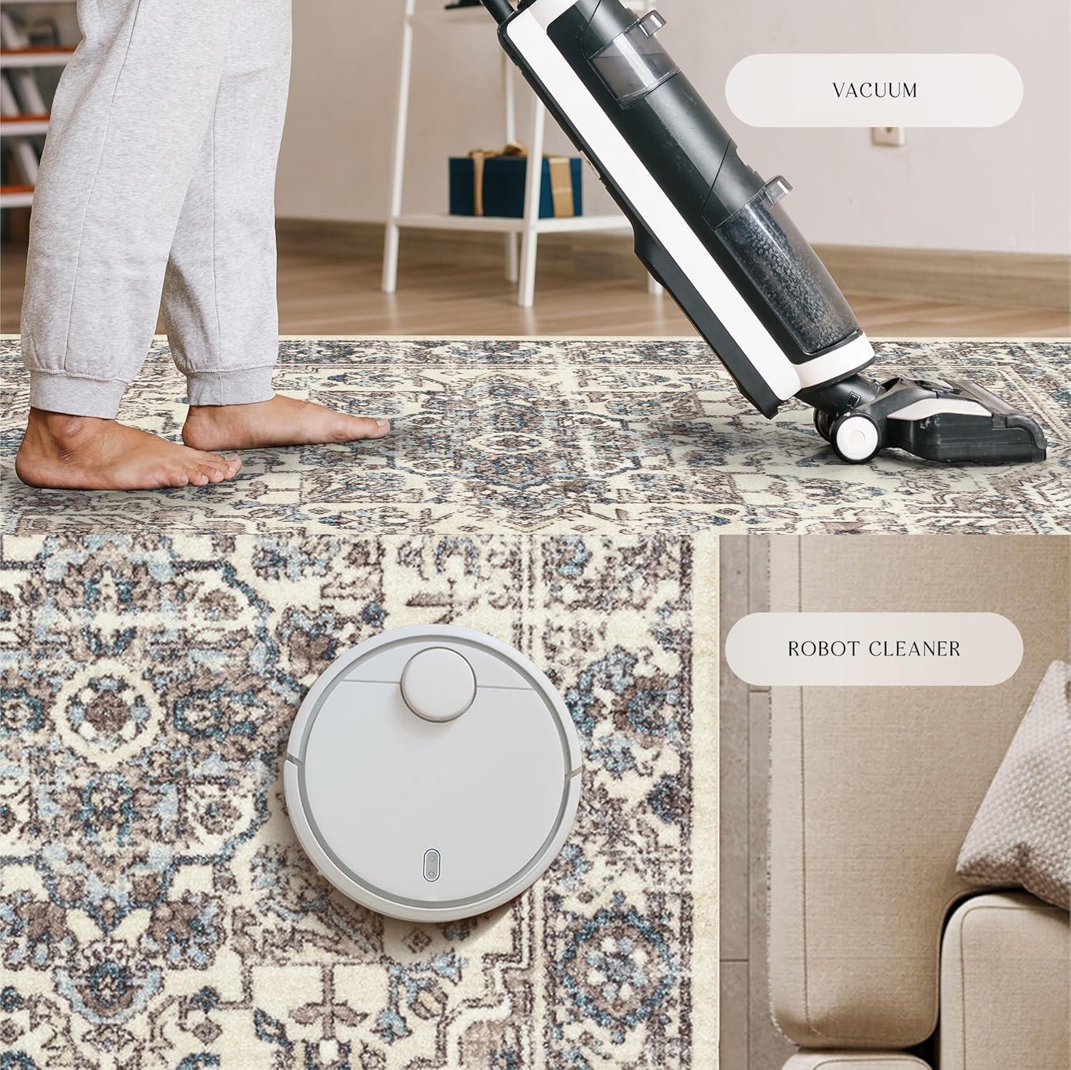 Maples Rugs Antique Border Traditional Beige Ivory Indoor Area Rug, 7' x 10'