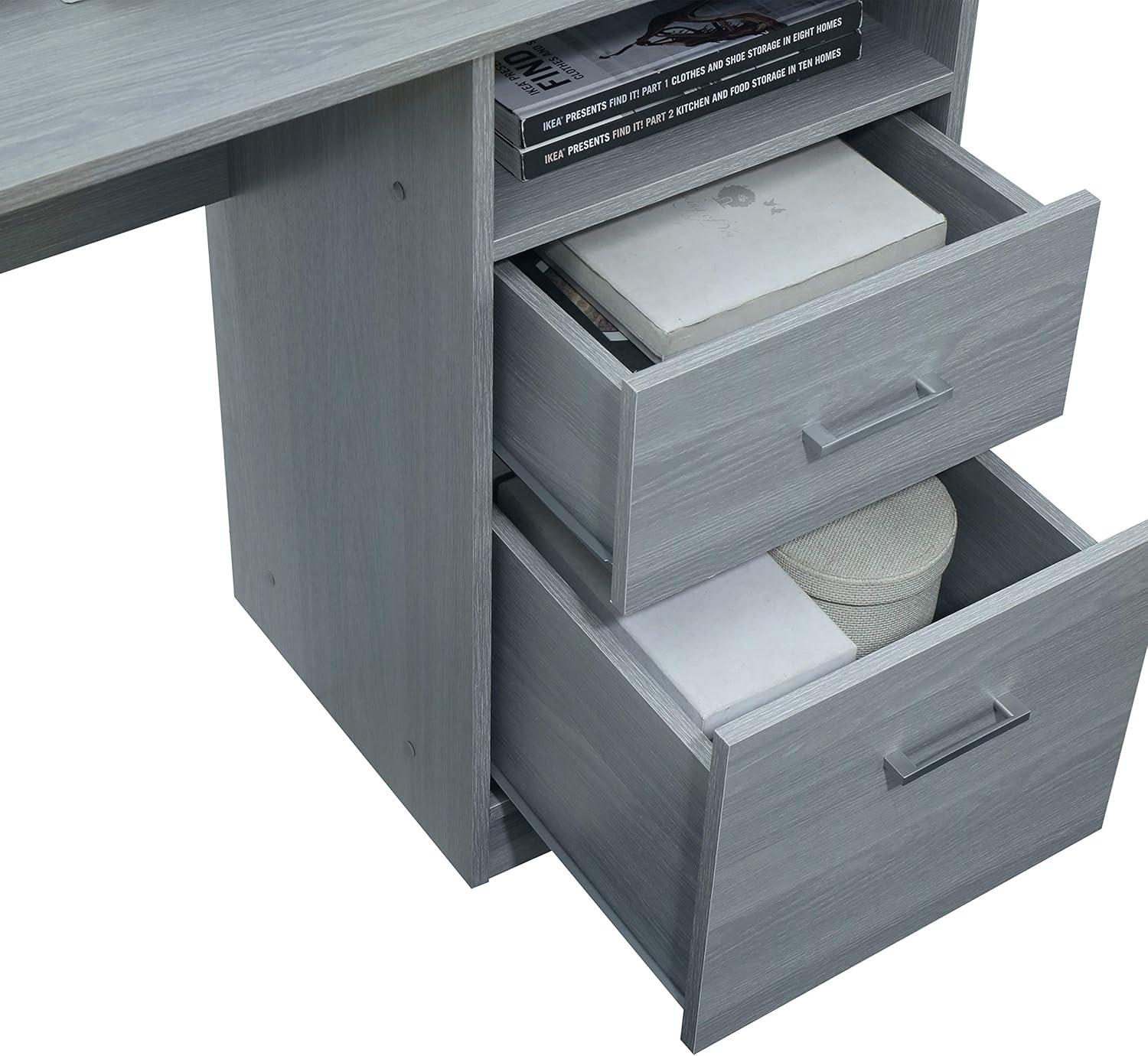 Functional L Shaped Desk with Storage Gray - Techni Mobili