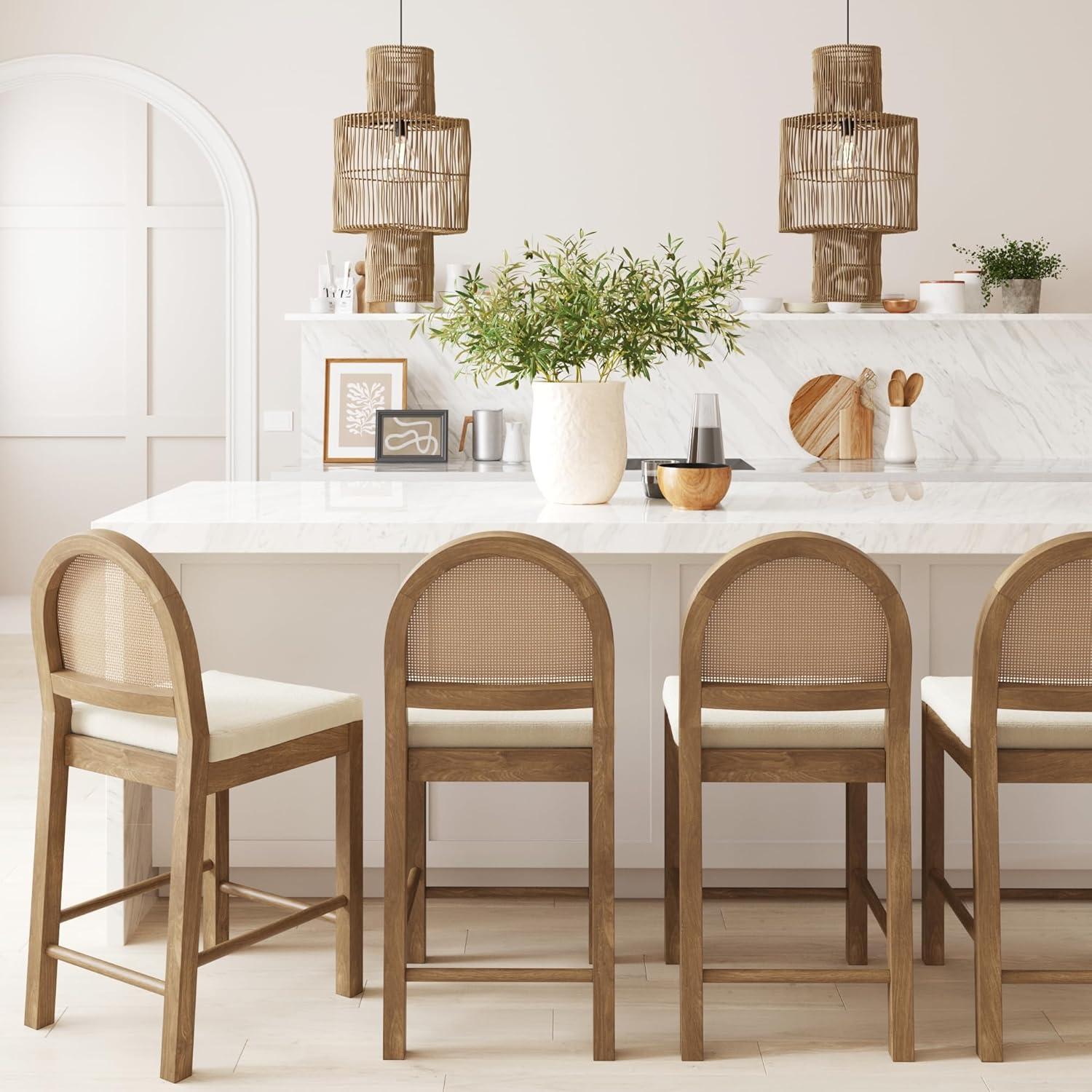Nathan James Bailey Upholstered Counter Stool with Solid Wood Frame
