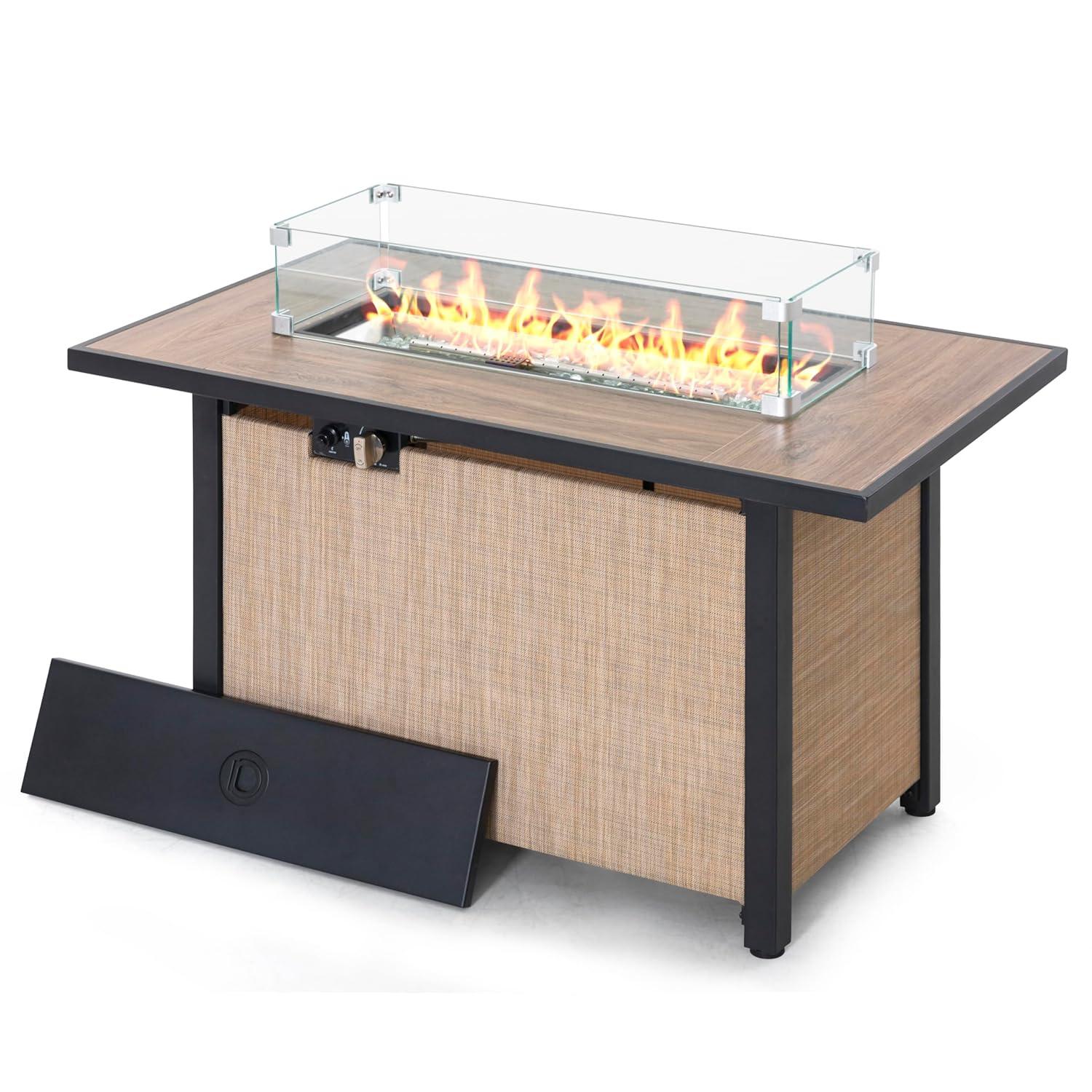 NUU GARDEN Glass Wind Guard For Fire Pit Table, Tempered Glass Heat Resistance