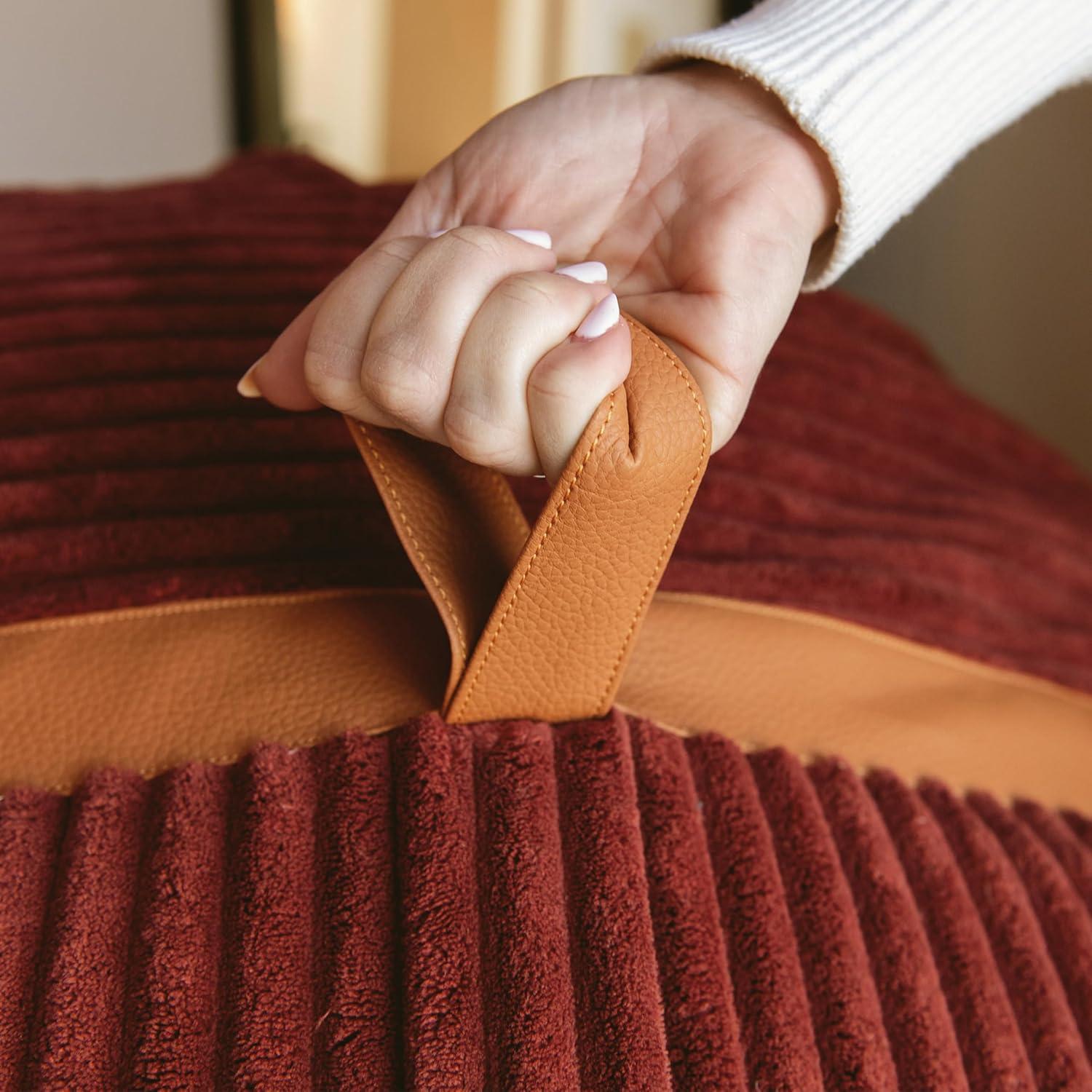 Big Joe Foam Filled Bean Bag Chair with Removable Cover, Corded Plush, Vegan Leather Accents, Medium to XXL Size