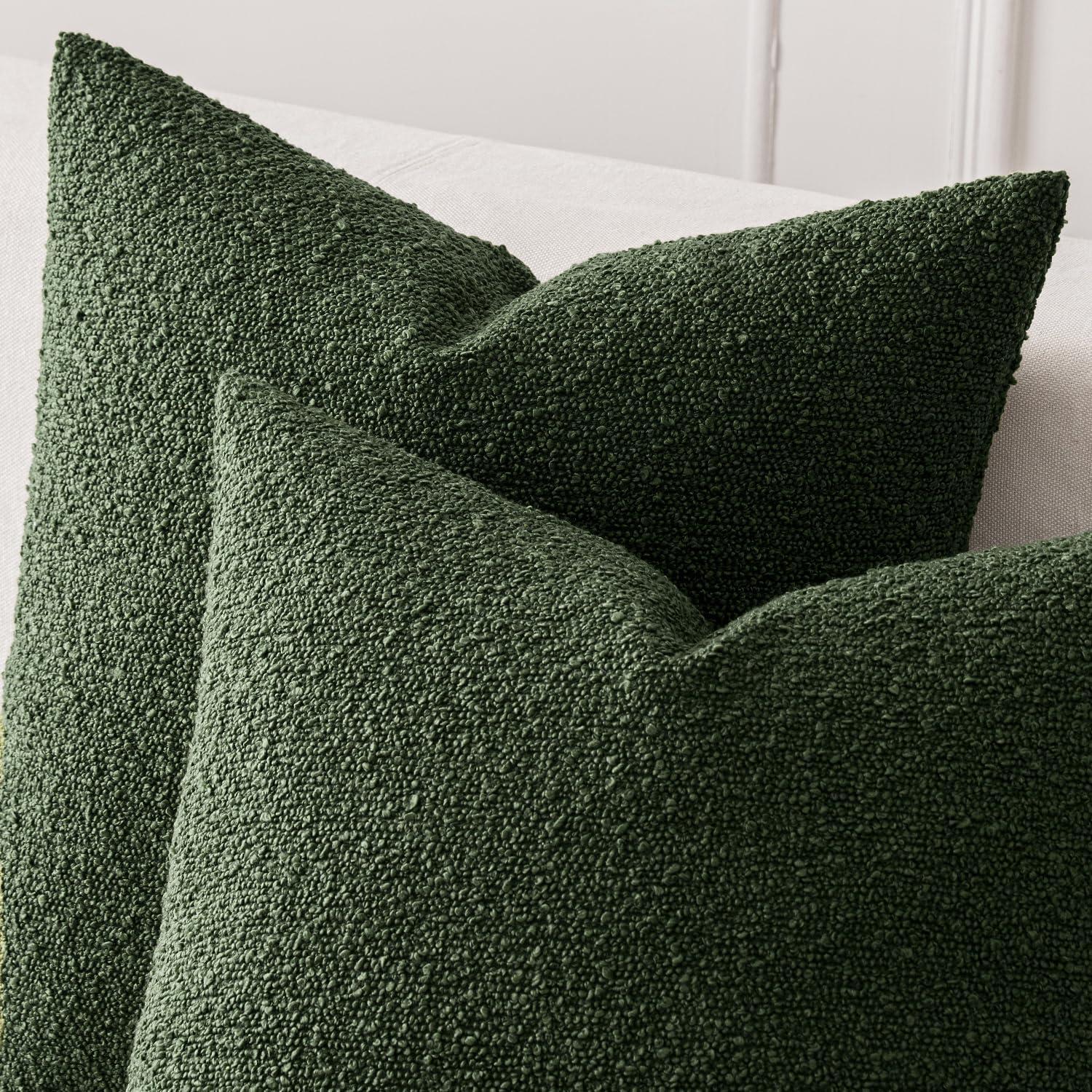 Boucle Decorative Throw Pillow Covers for Couch Set of 2, 18x18 inches, Beige