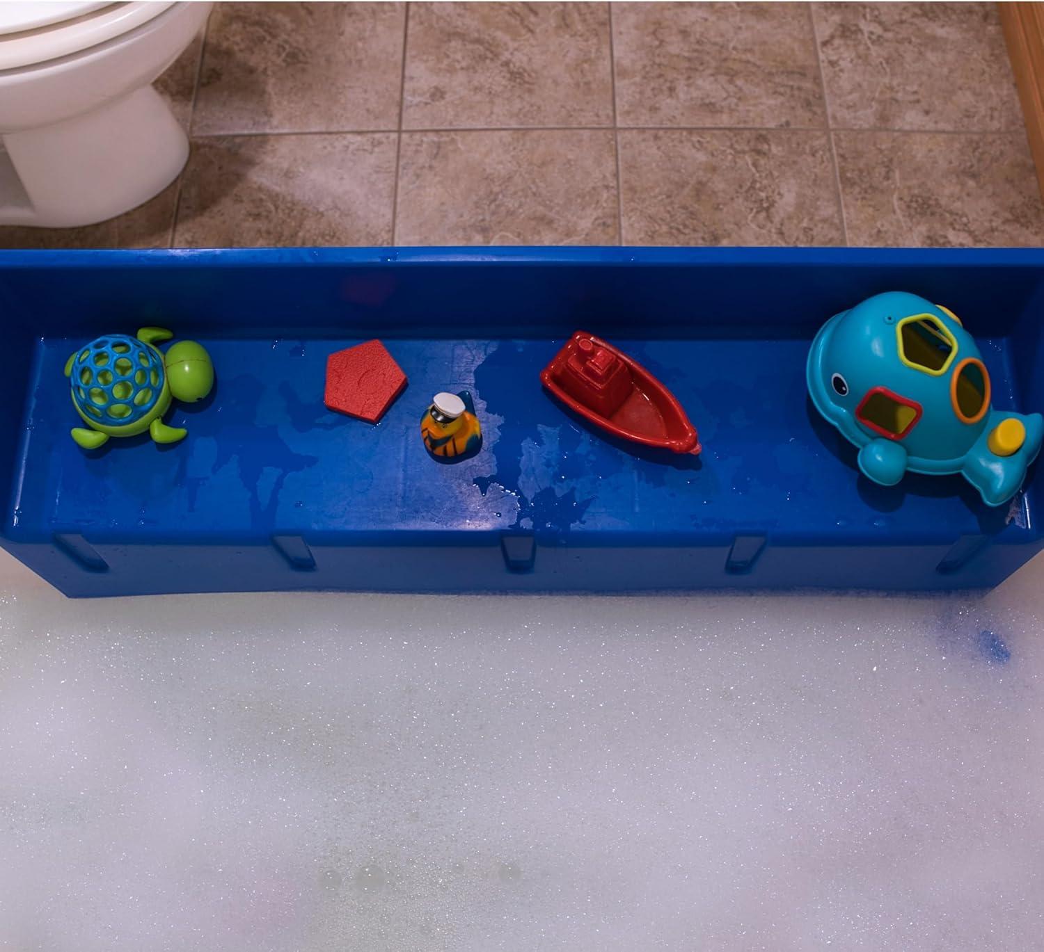 Tub Topper® Bathtub Splash Guard & Bath Shelf for Kids – Toddler Bath Tray, Bath Toys Storage & Ledge Organizer – Splash Guard for Bathtub with Suction Cups – Kids Bathroom Accessories (Blue)
