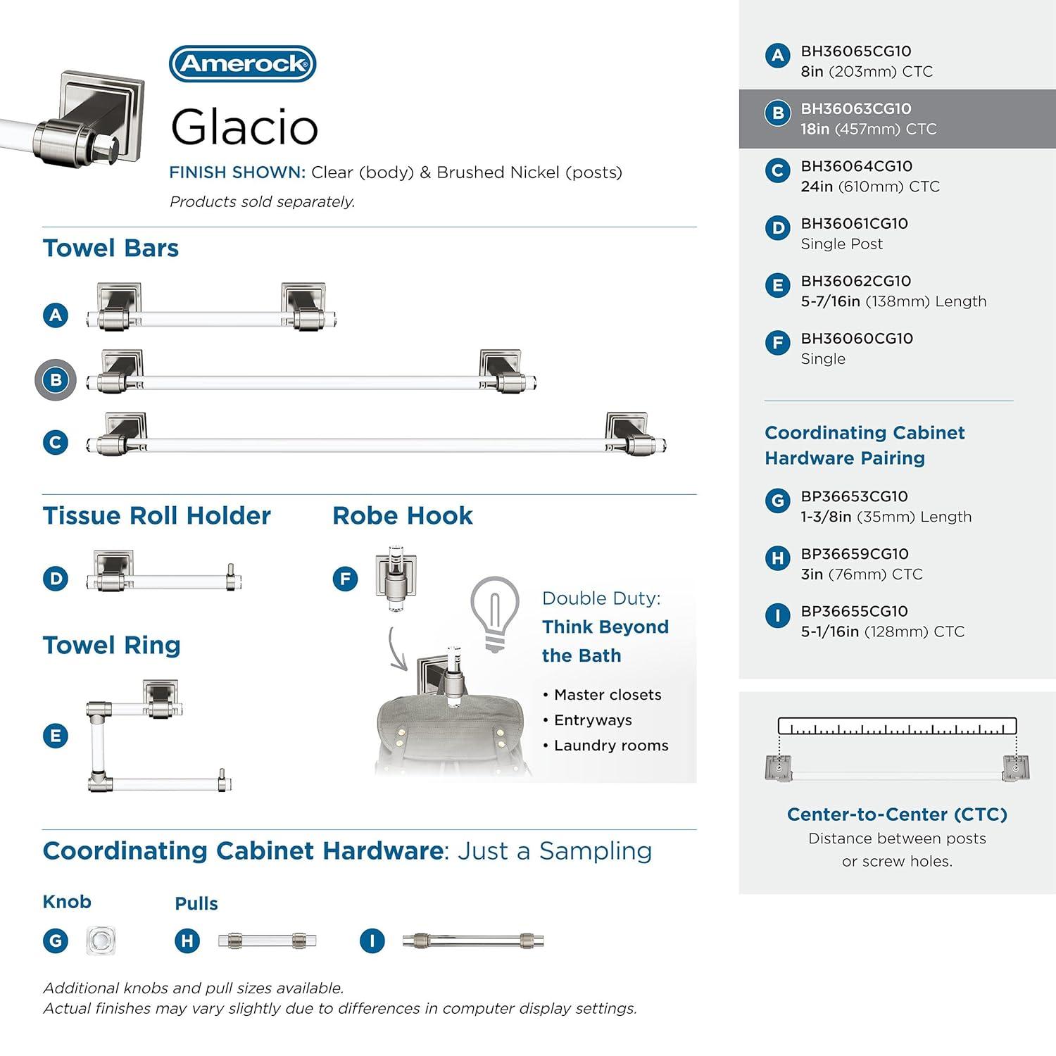 Amerock Glacio 20.25" Wall Mounted Towel Bar BH36063CG10