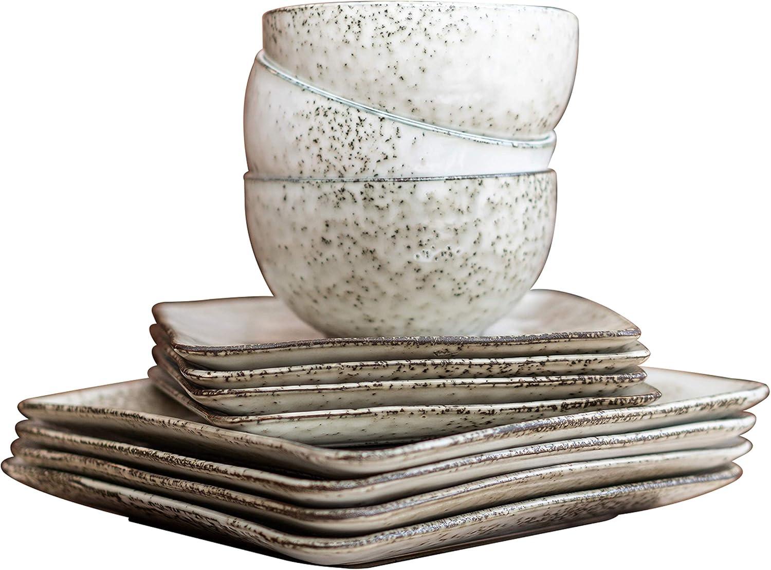 BIA Cordon Bleu 12pc Rustico Stoneware Dinnerware Set, Contains 12 Pieces, Cream (100568S1SIOC)