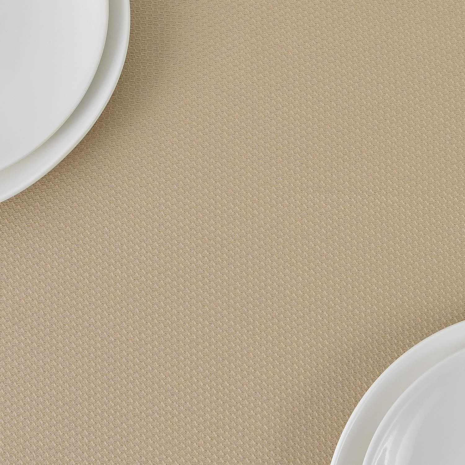 Jacquard Square Tablecloth Stain Resistant Waterproof Wrinkle Resistant Washable Soft Table Cloth, Decorative Fabric Table Cover for Dining Room, Indoor and Outdoor Use, 52 x 52 Inch, Beige