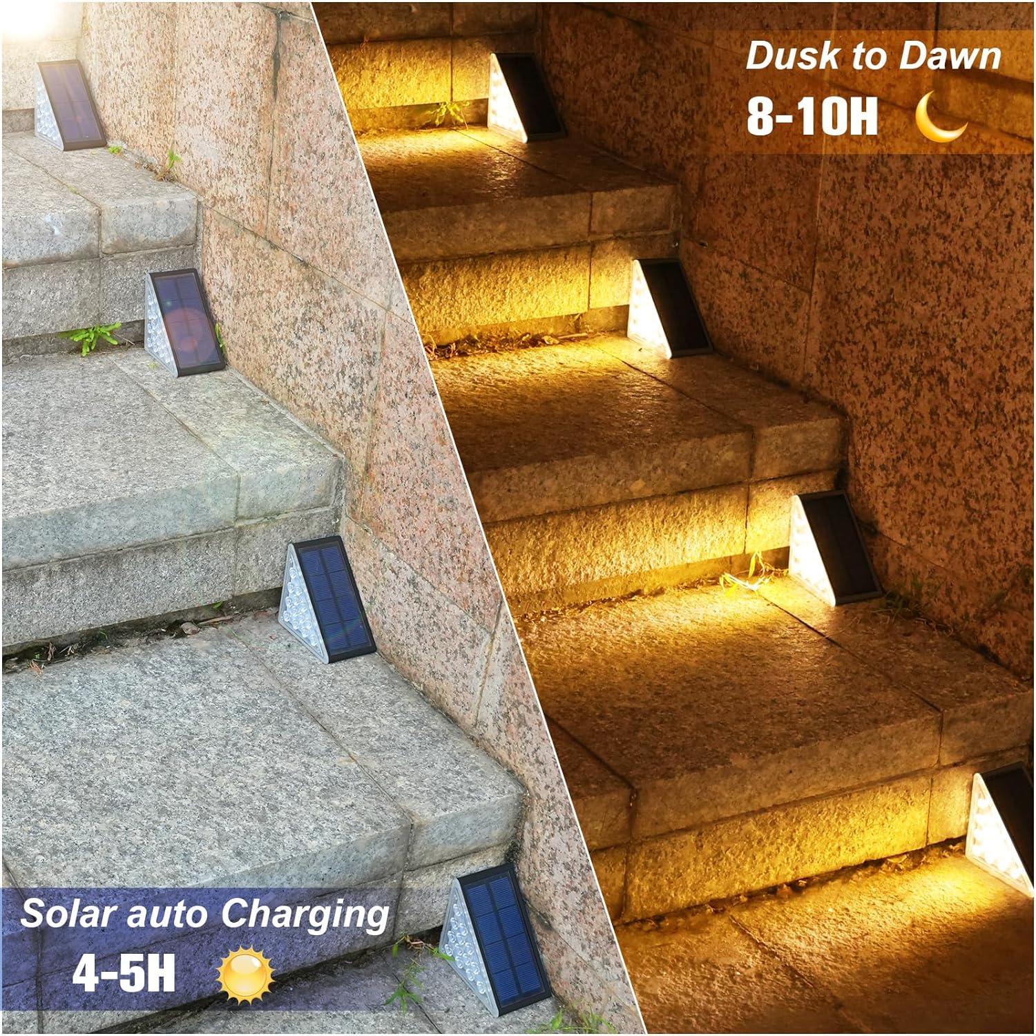 Black Solar LED Stair Lights Multipack with ABS Housing