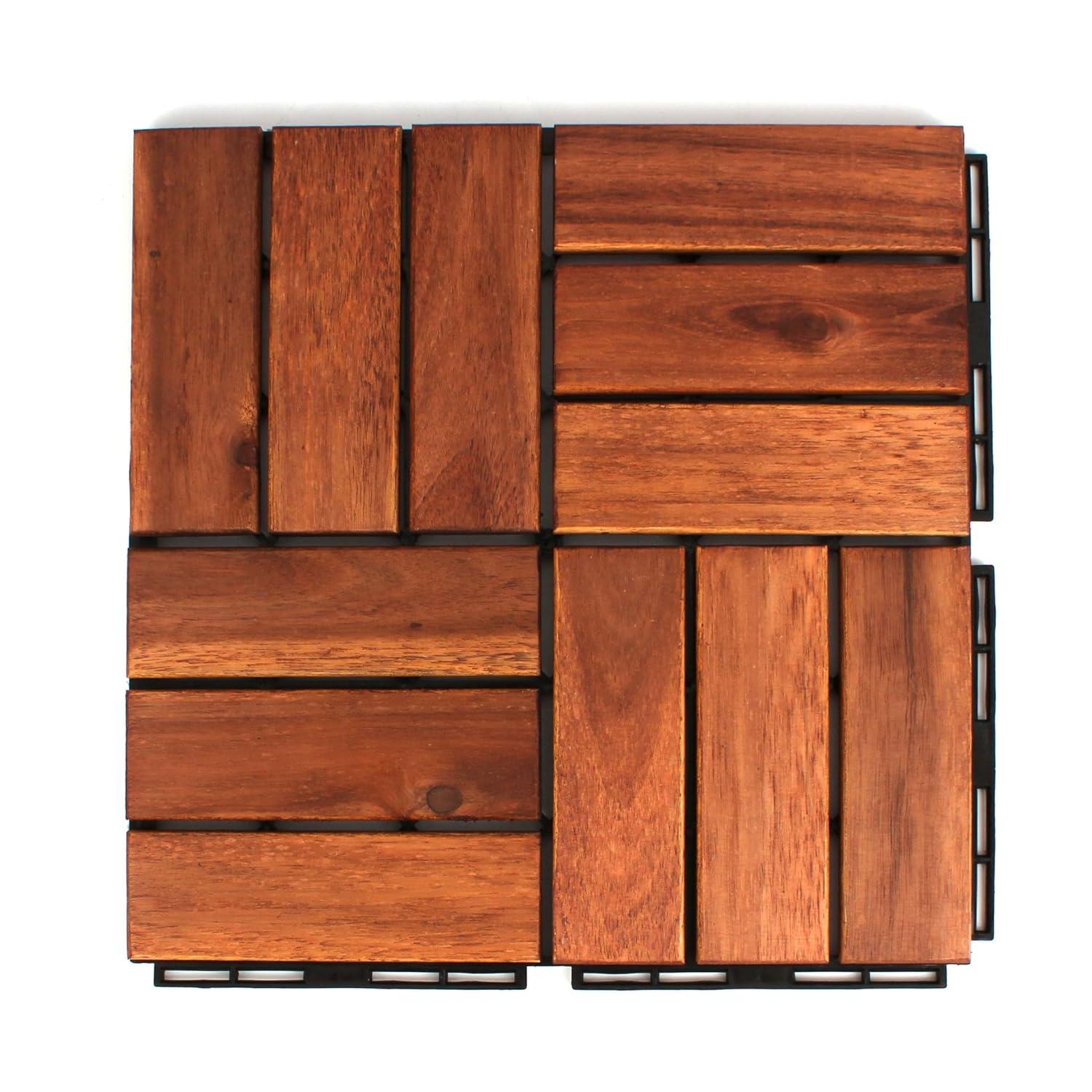 3rd Street Inn 12" x 12" Wood Interlocking Deck Tile (Set of 20)