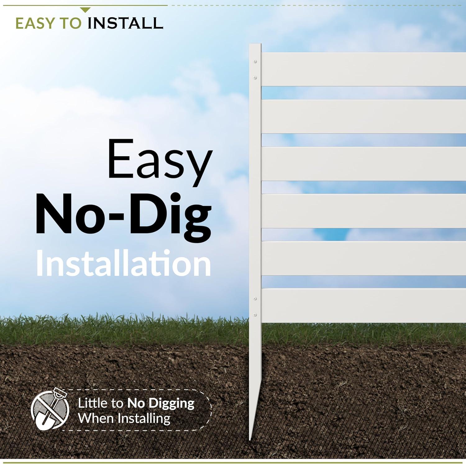 Zippity Outdoor Products 26in H x 24in W (3 Panels) No Dig Zippity Maui Fence Kit, Charcoal Color WoodTek Vinyl Fence Panel, Temporary Outdoor Border for Garden, Easy Install DIY Fence for Backyard, Patio, & Deck, ZP19066