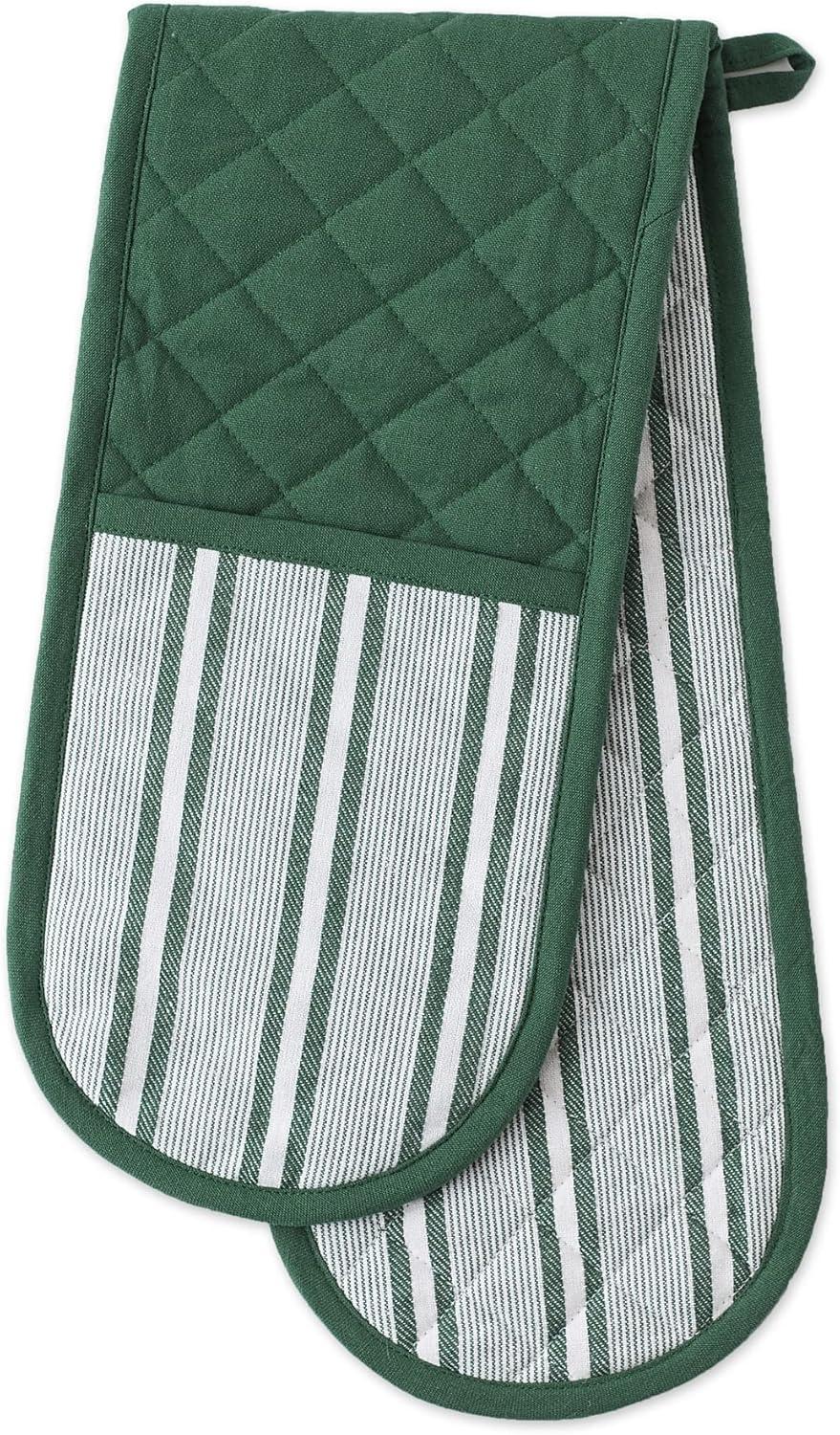 Dark Green Cotton Extra Long Double Oven Mitt