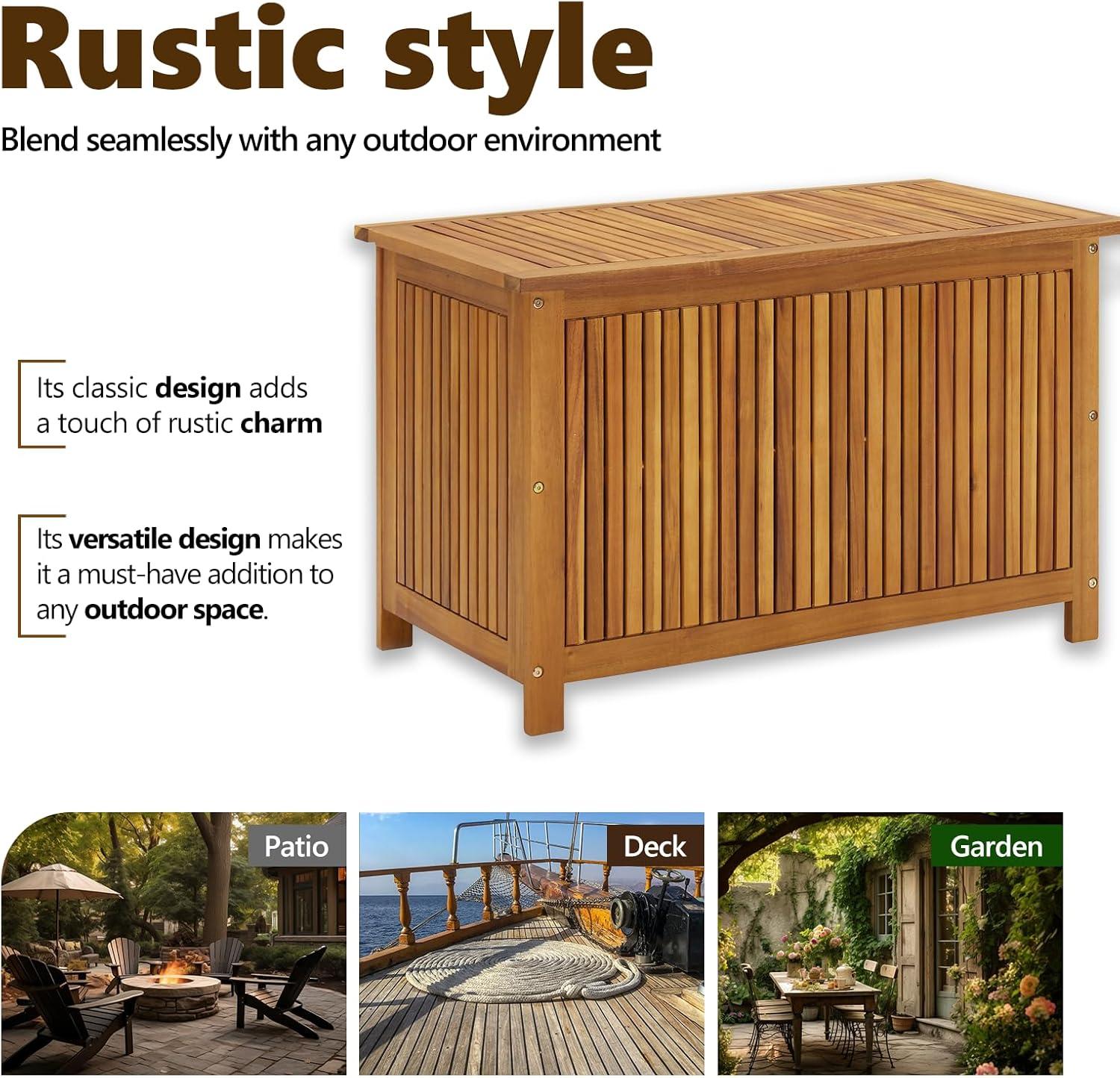 vidaXL Patio Storage Box 35.4Inchx19.7Inchx22.8Inch Solid Acacia Wood