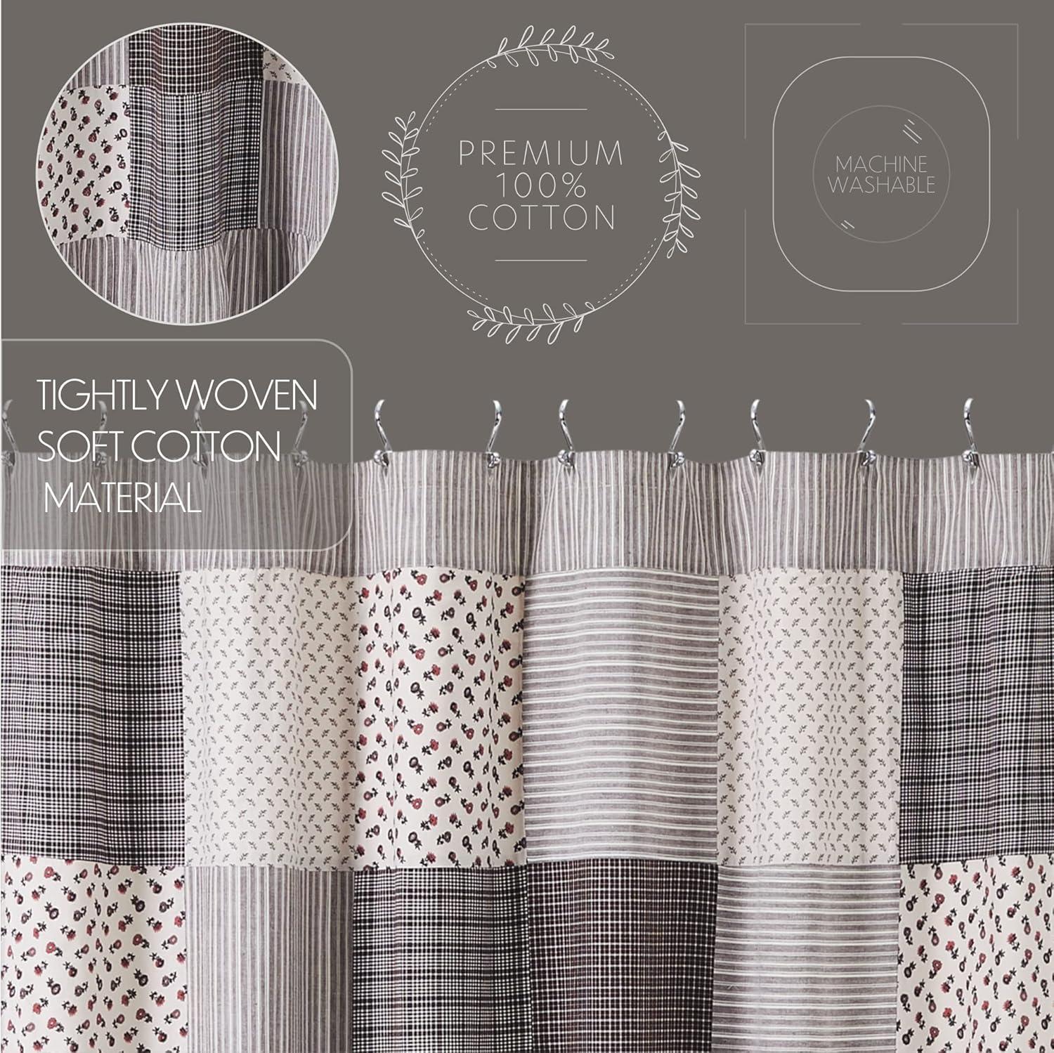 VHC Brands Florette Patchwork Shower Curtain, Brown, 72x72