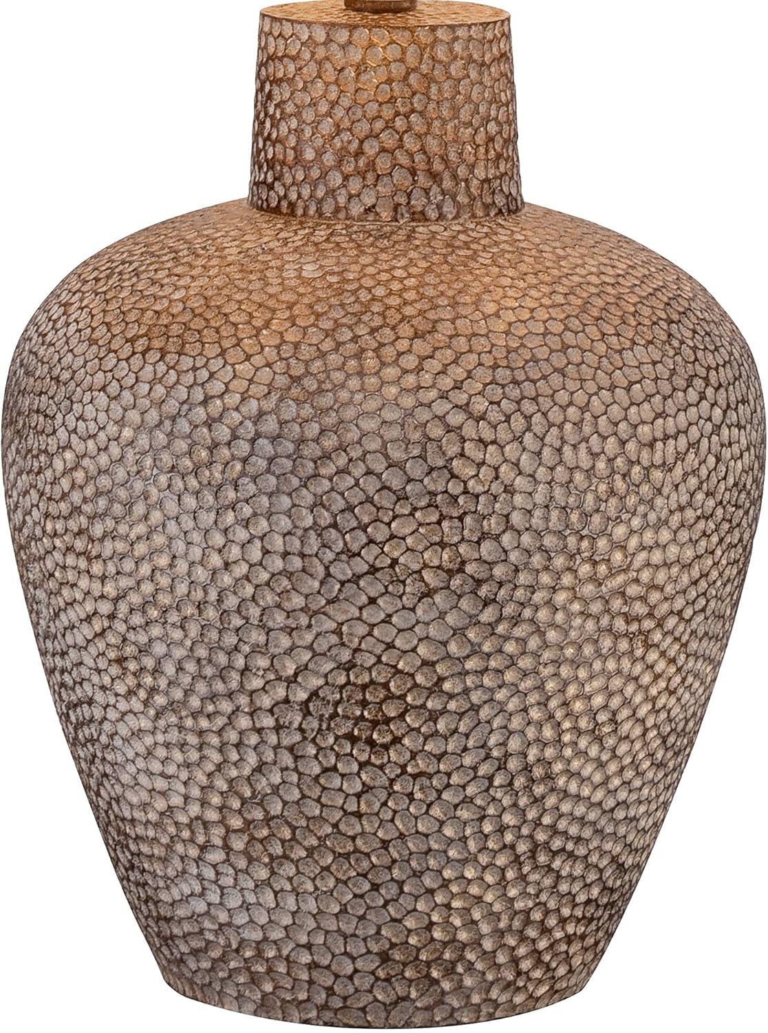 Franklin Iron Works Rustic Farmhouse Table Lamps 29" Tall Set of 2 Brown Leaf Hammered Pot Off White Shade for Bedroom Living Room House Home Bedside