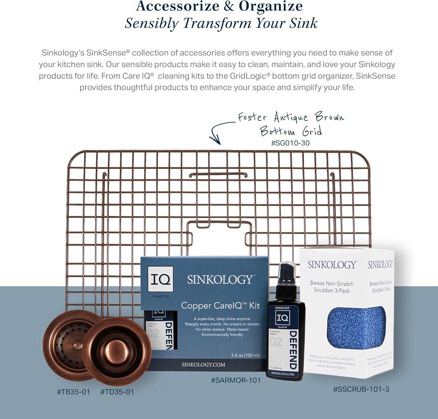 SinkSense Foster Antique Brown 25" x 17" Kitchen Sink Bottom Grid