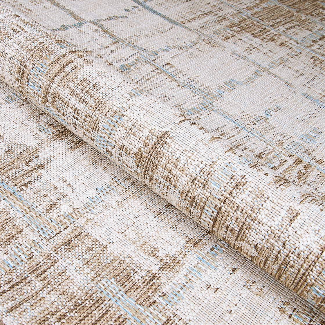 Couristan 5.25' x 7.5' Brown and Ivory Contemporary Rectangular Outdoor Area Throw Rug