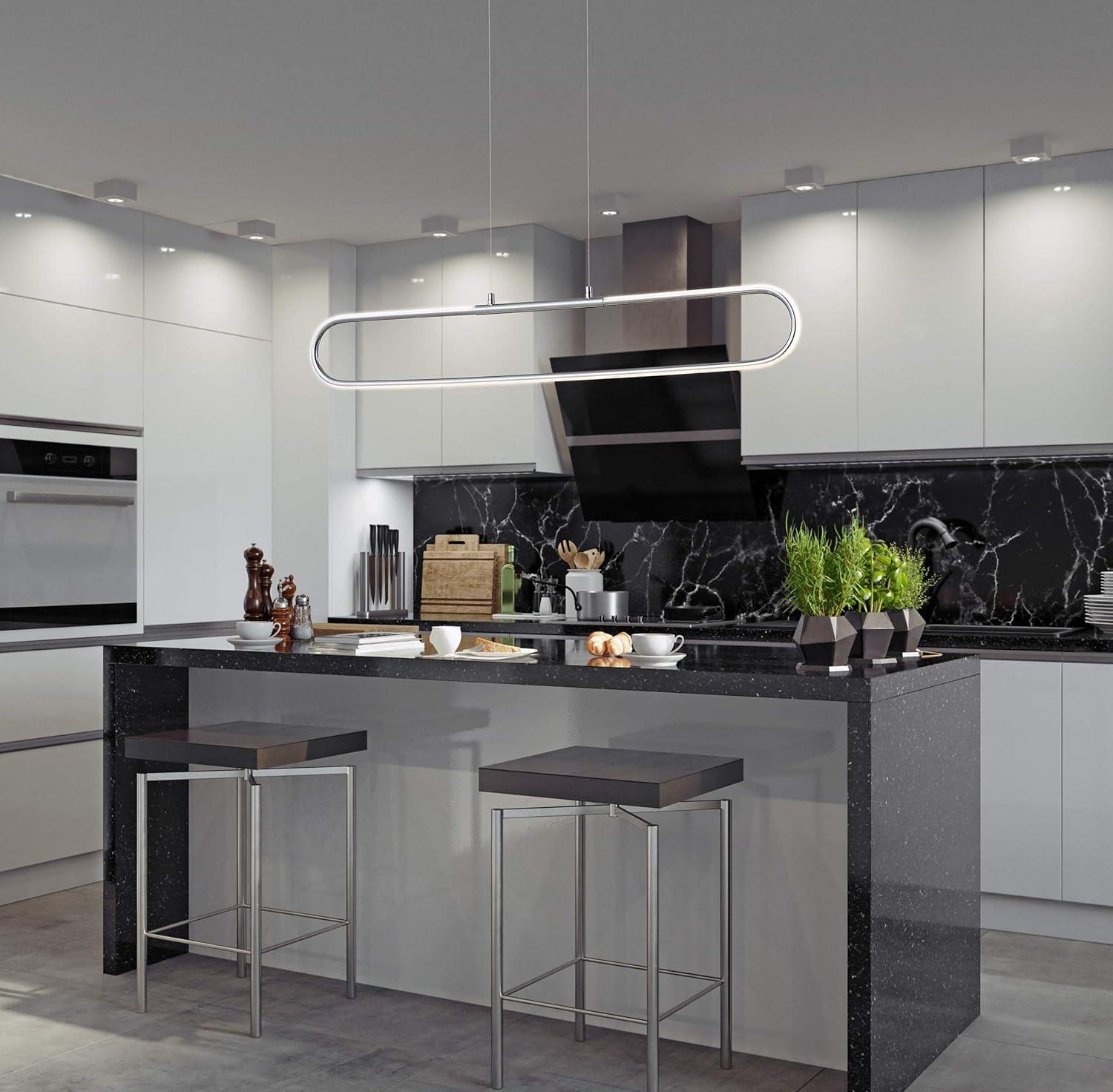 Ned 39" Dimmable Adjustable Integrated LED Metal Linear Pendant, Chrome