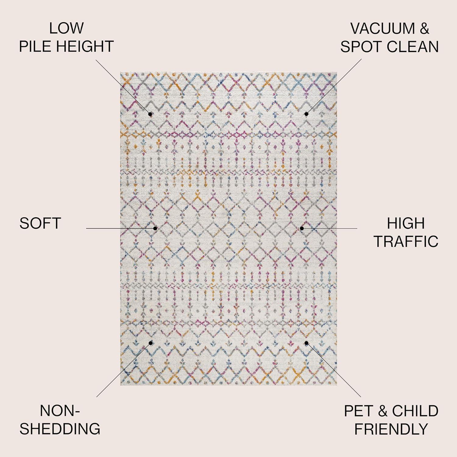 JONATHAN Y Moroccan HYPE Boho Vintage Diamond Ivory/Multi 3 ft. x 5 ft. Area Rug