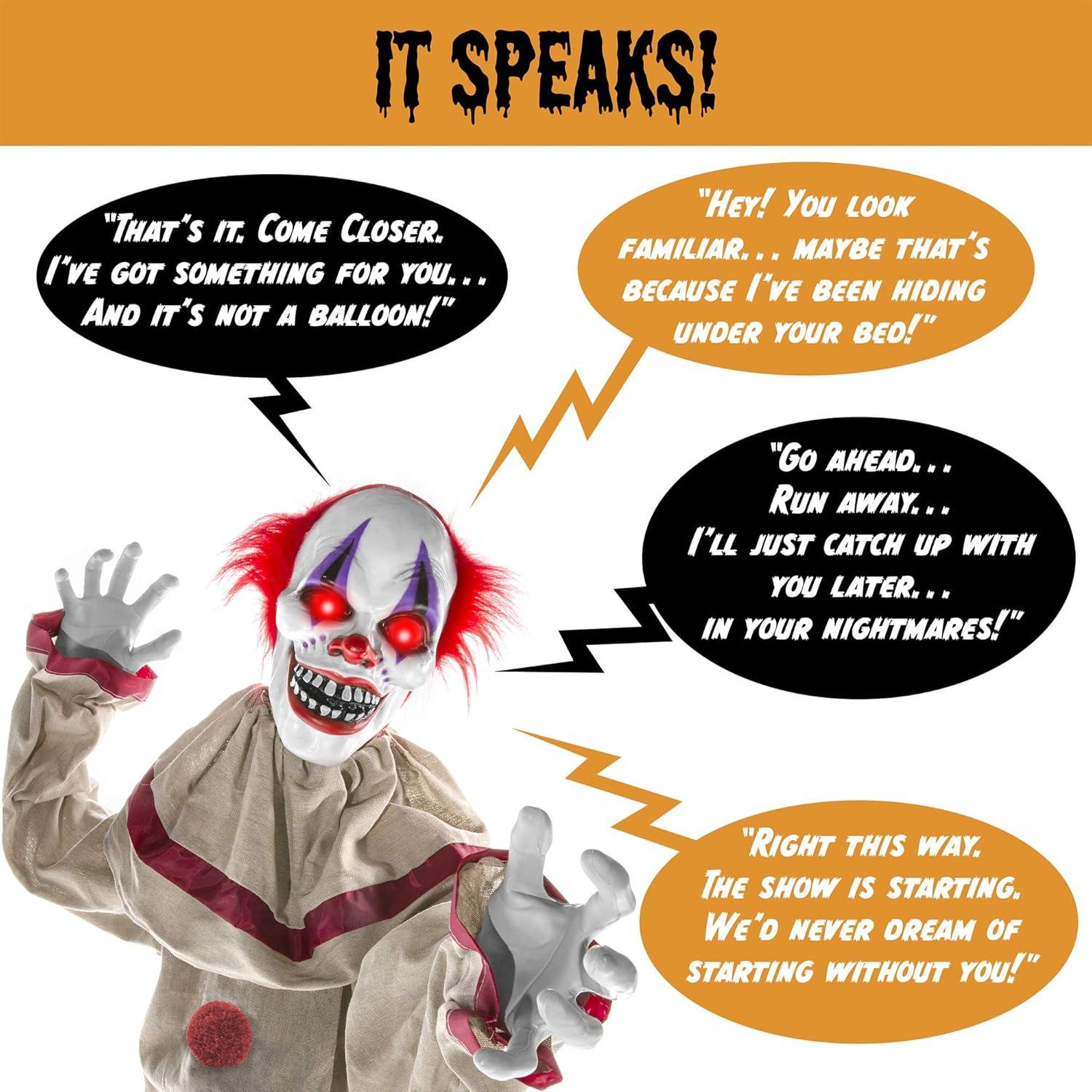 Best Choice Products Funhouse Freddy The Motion Activated Animatronic Killer Clown Halloween Prop w/ Pre-Recorded Lines