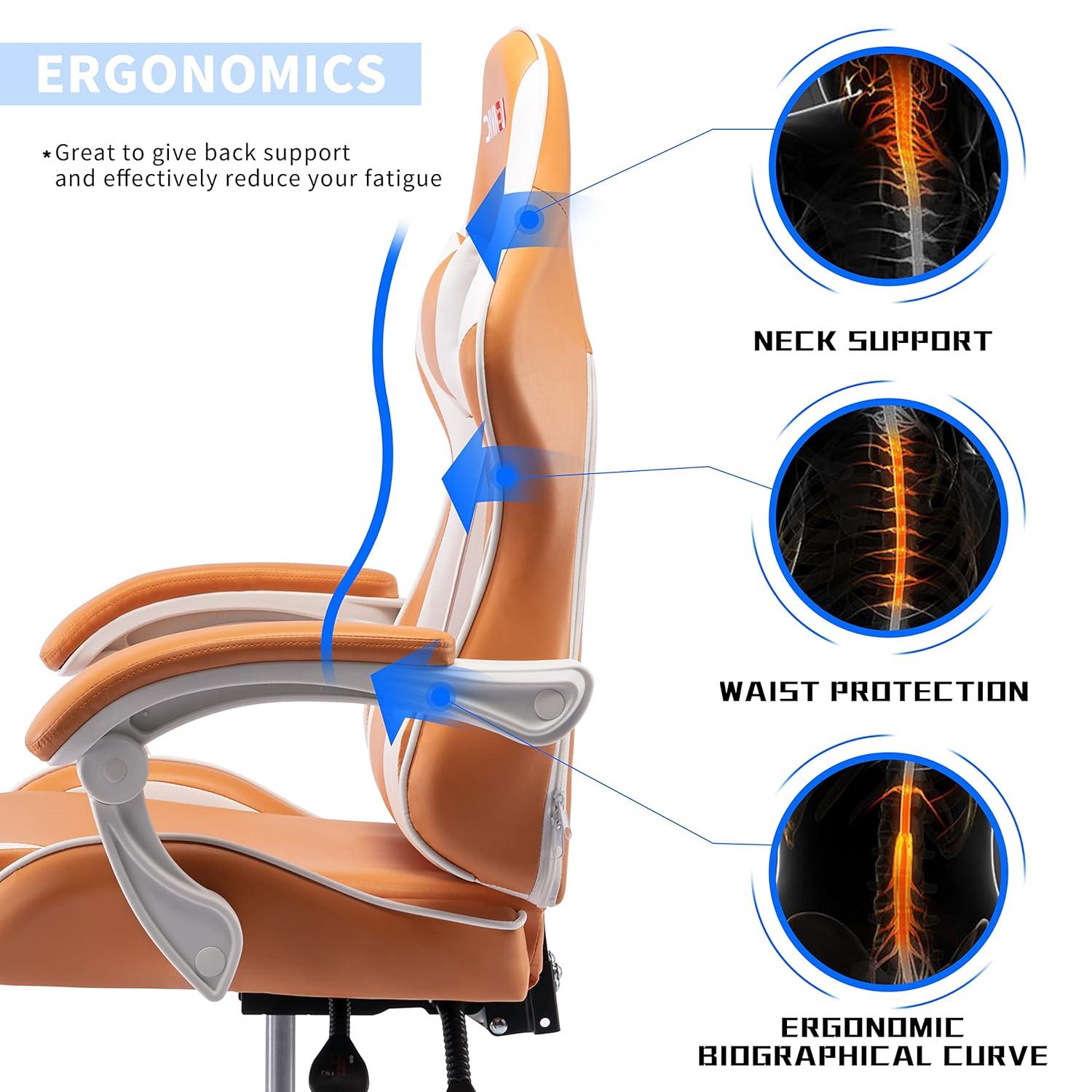 ALEAVIC Gaming Chair for Adults, High Back Ergonomic Computer Gaming Chair with Headrest and Lumbar Support, Orange