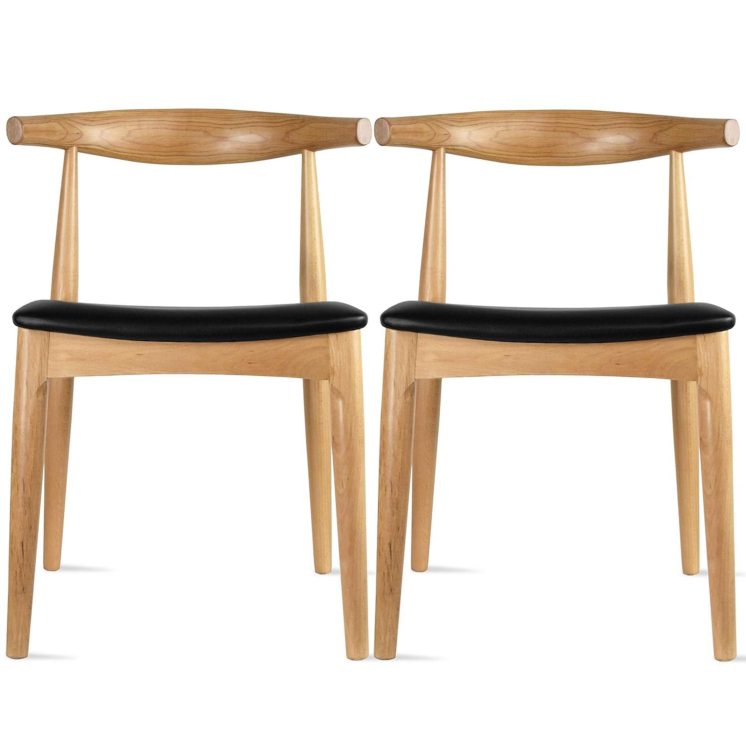 George Oliver Keniston Farmhouse Real Solid Wood Cushion Padded Open Wooden Dining Chair (Set of 2)