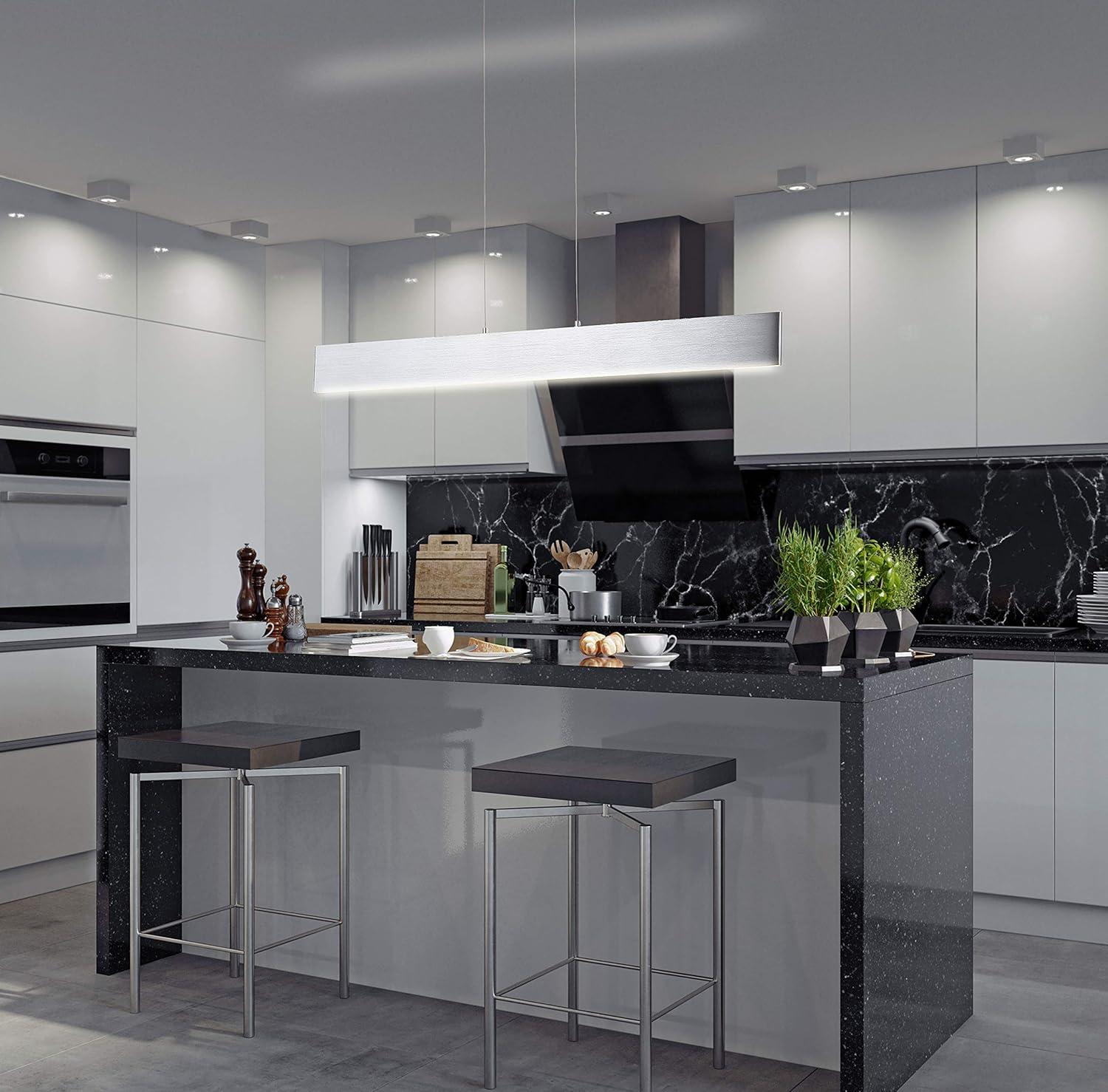 Draper 40" Dimmable Adjustable Integrated LED Metal Linear Pendant, Brushed Aluminum