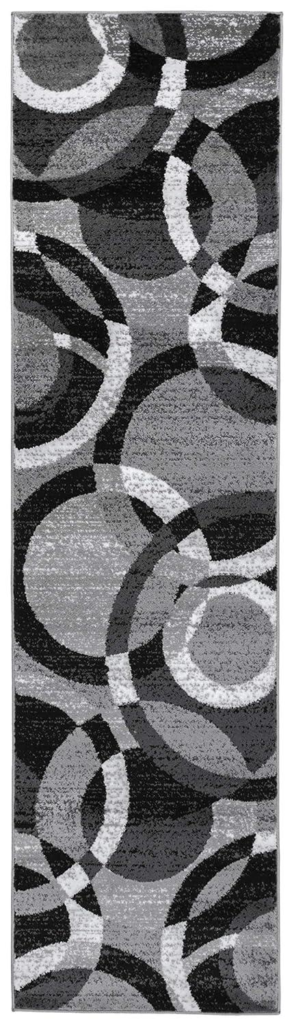 World Rug Gallery Geometric Circles Gray 2' x 7' Runner Rug